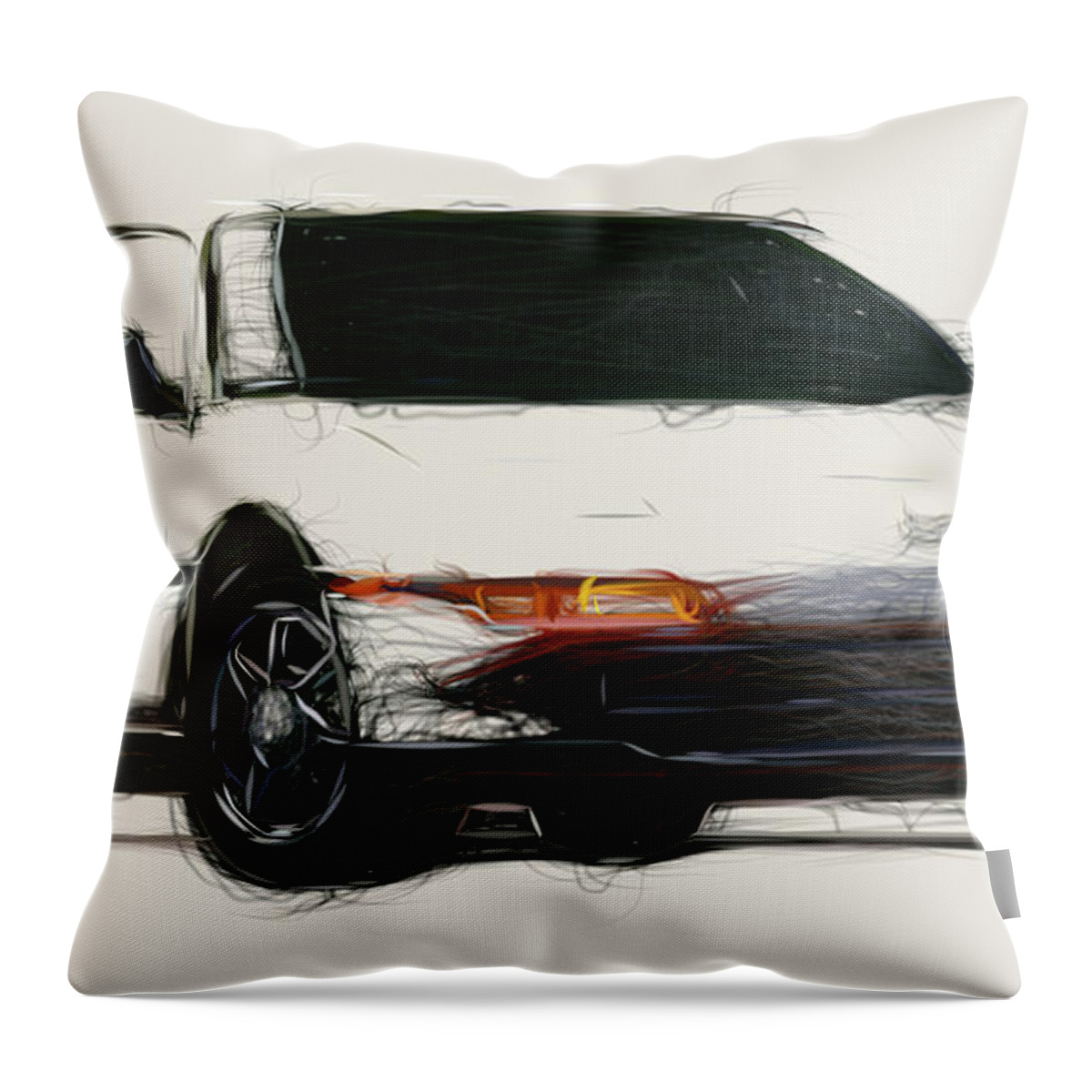 Toyota Throw Pillow featuring the digital art Toyota MR2 Car Drawing #2 by CarsToon Concept