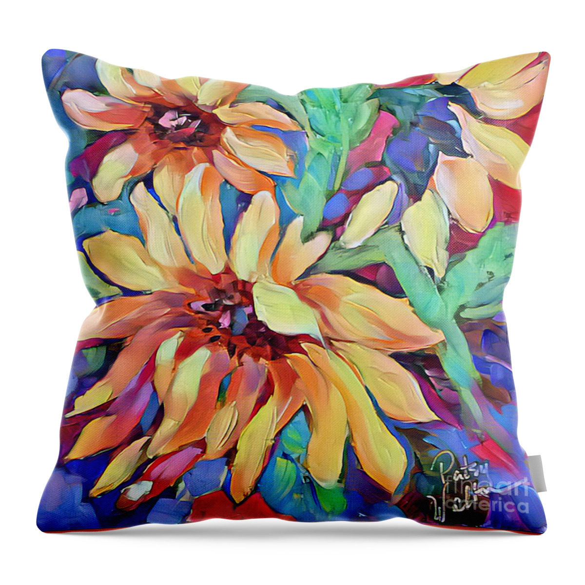  Throw Pillow featuring the painting Trio #2 by Patsy Walton