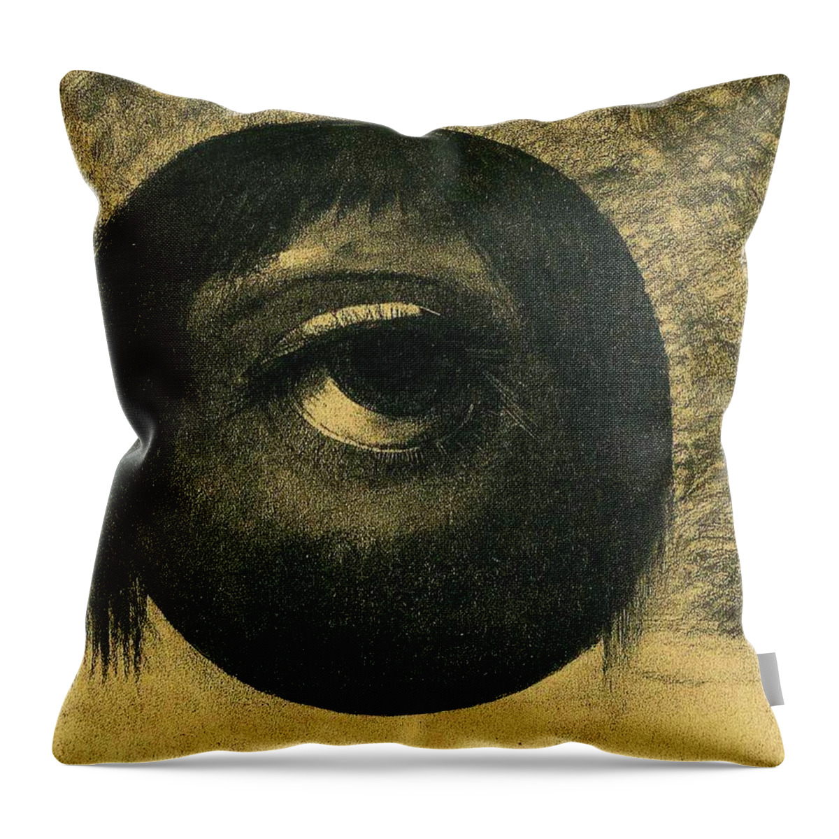 Vision Throw Pillow featuring the painting Vision #3 by Odilon Redon