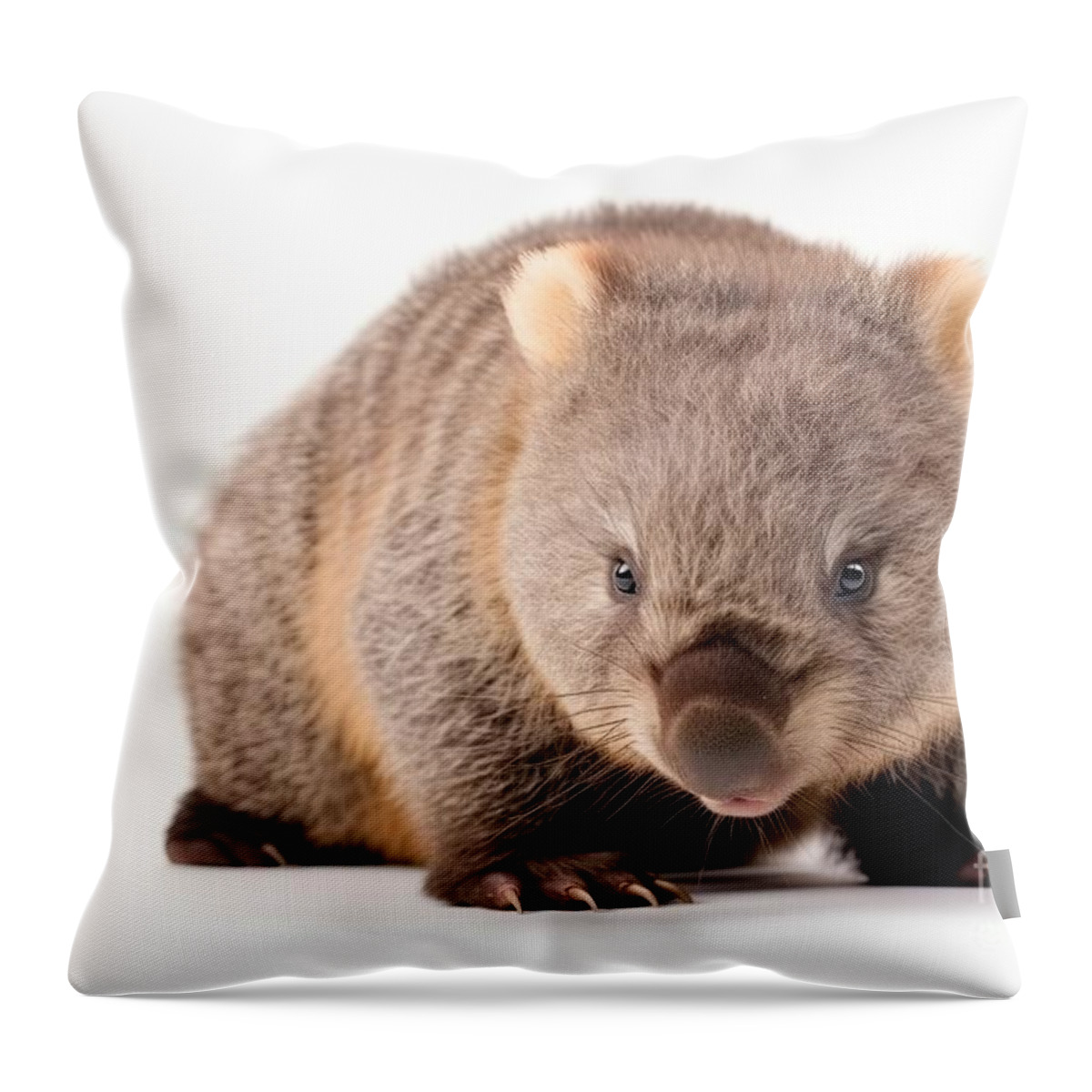 Wombat Throw Pillow featuring the digital art Wombat Joey Isolated On White Background #2 by Benny Marty