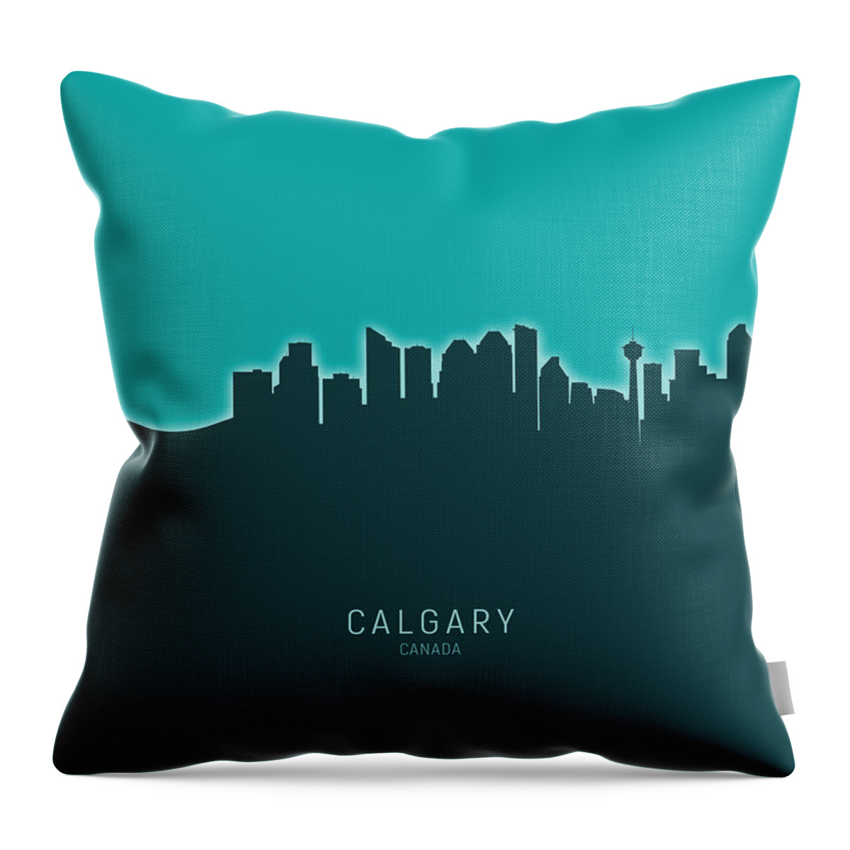 Calgary Throw Pillow featuring the digital art Calgary Canada Skyline #20 by Michael Tompsett