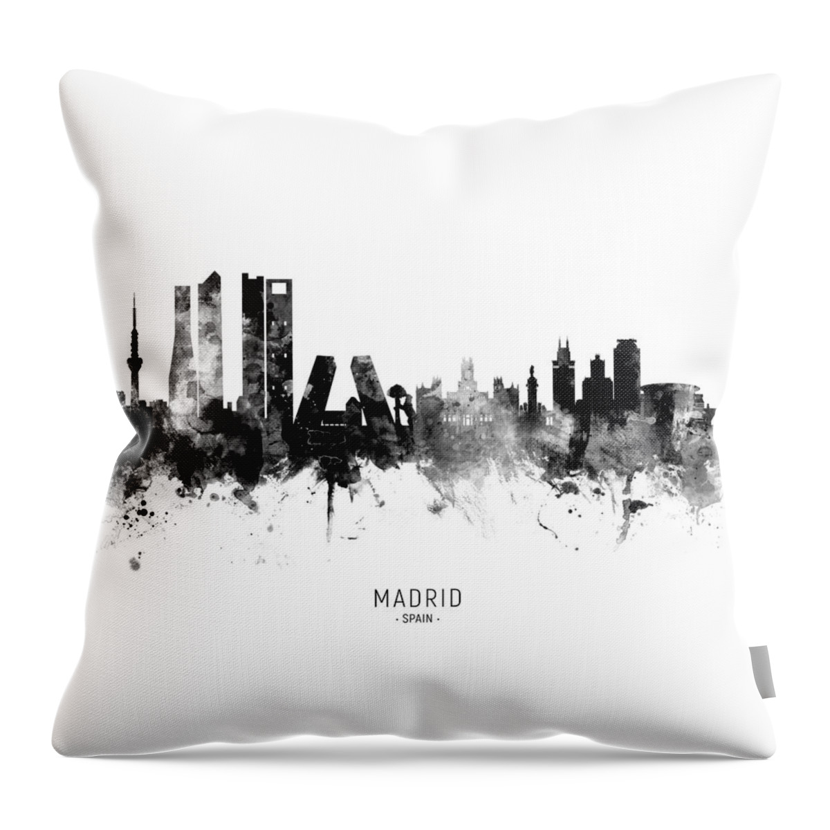 Madrid Throw Pillow featuring the digital art Madrid Spain Skyline #20 by Michael Tompsett