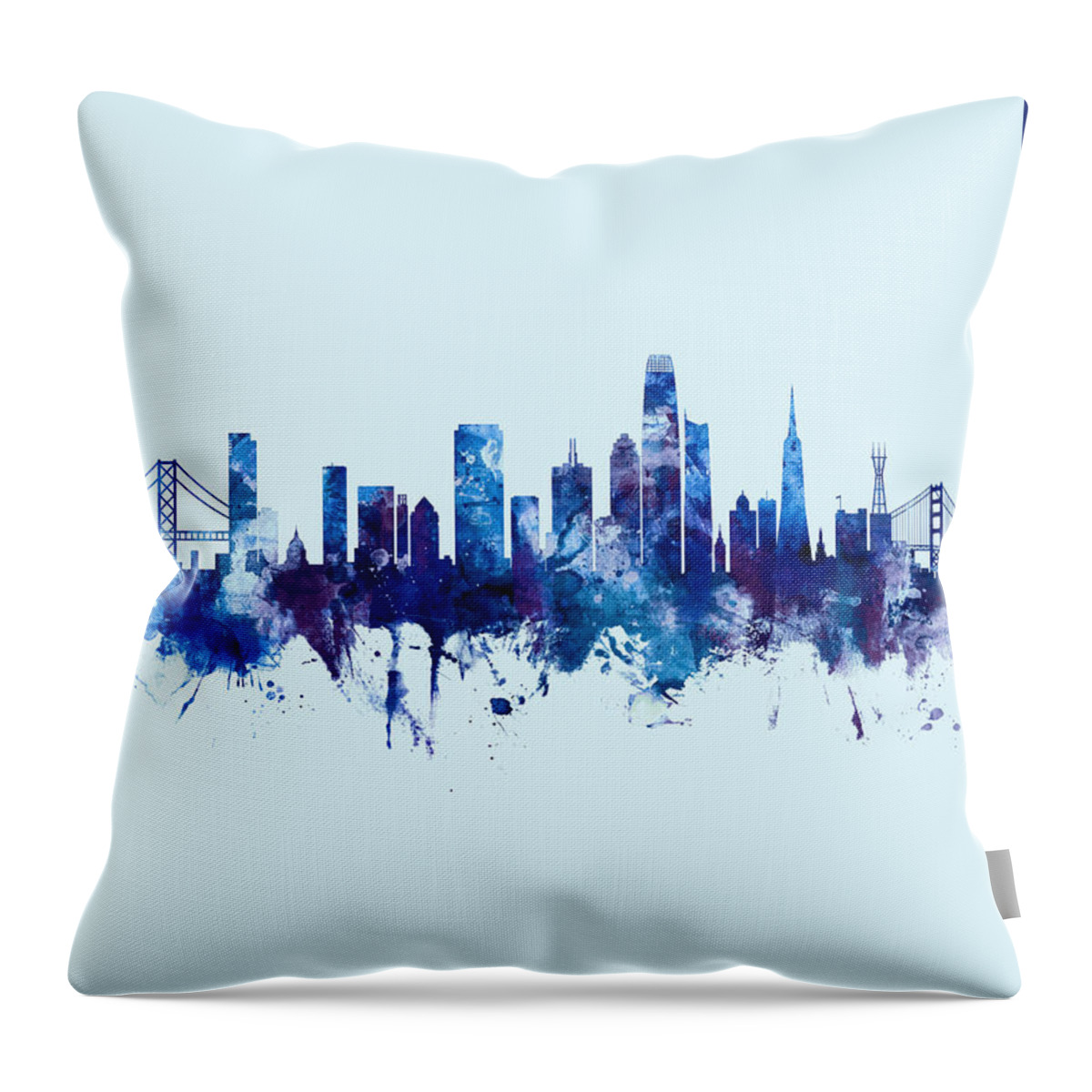 San Francisco Throw Pillow featuring the digital art San Francisco California Skyline #20 by Michael Tompsett