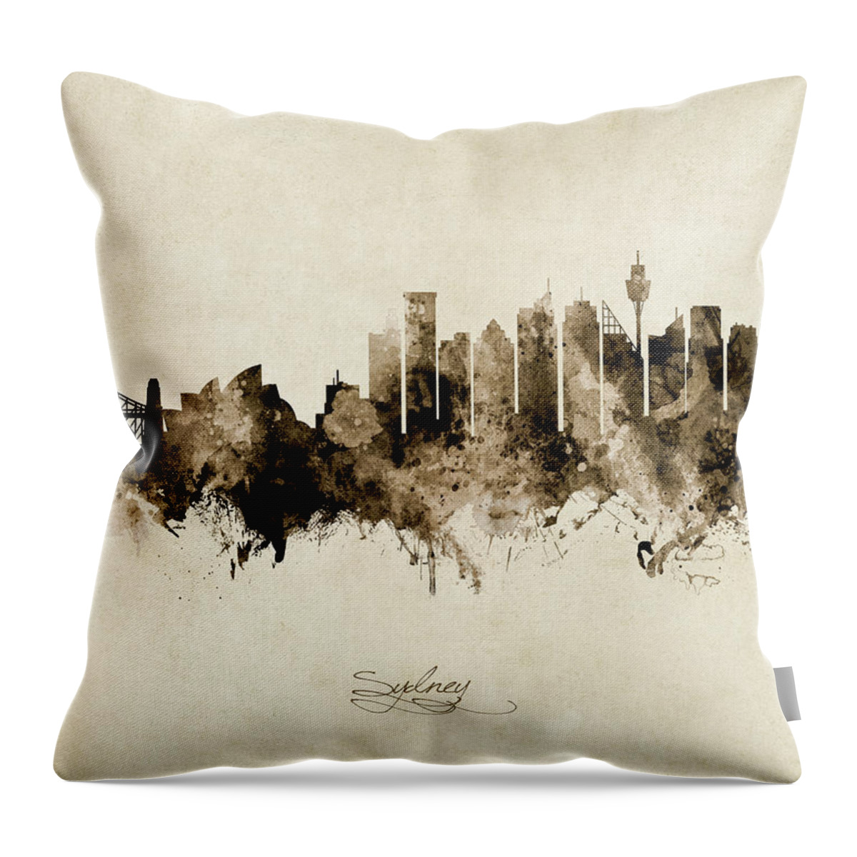Sydney Throw Pillow featuring the digital art Sydney Australia Skyline #20 by Michael Tompsett