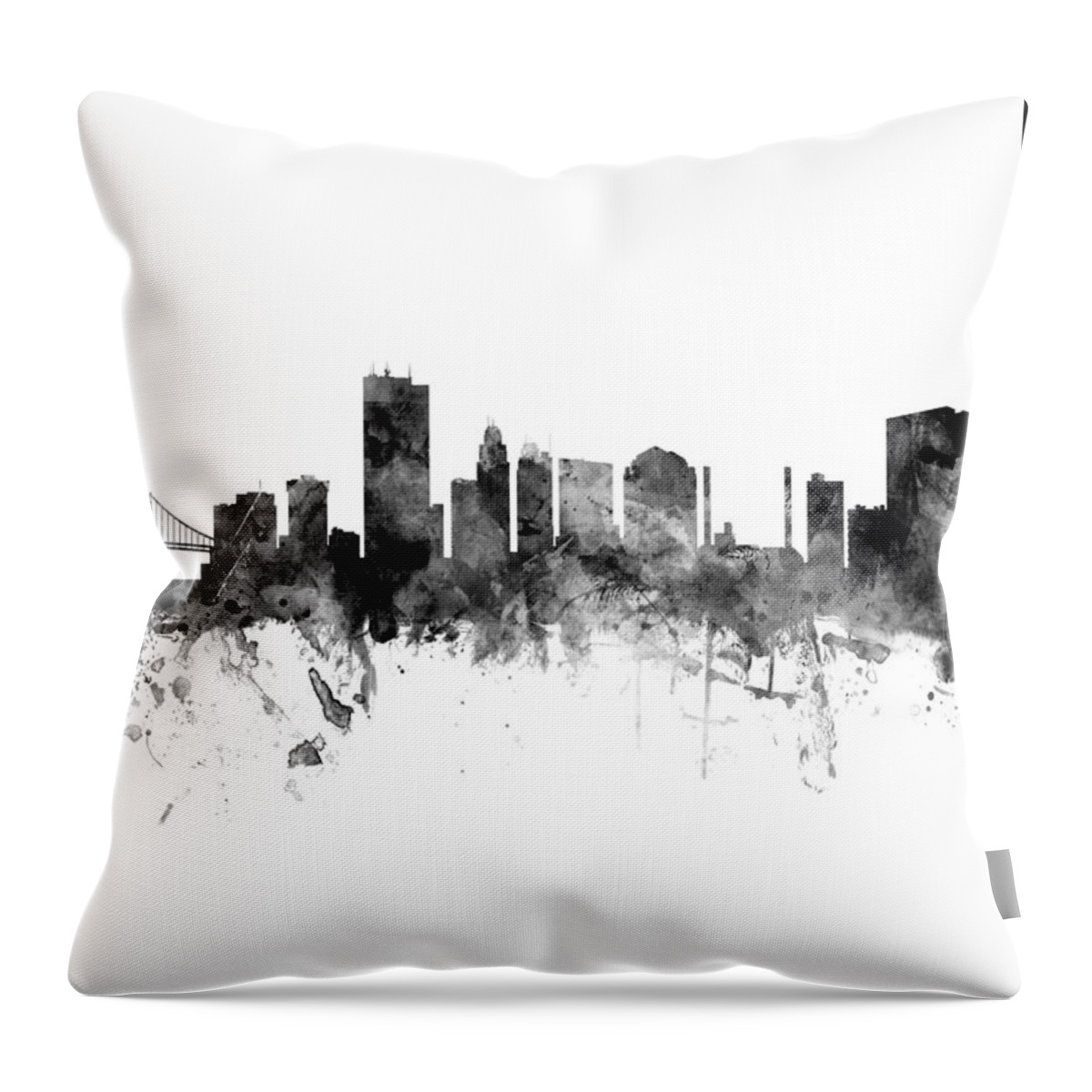 Toledo Throw Pillow featuring the digital art Toledo Ohio Skyline #20 by Michael Tompsett