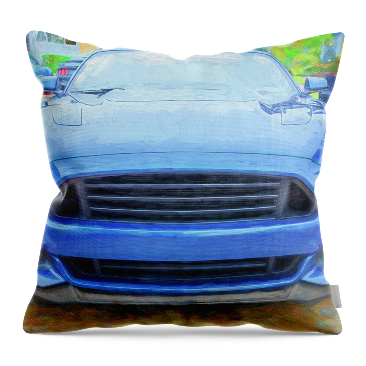 2017 Blue Ford Mustang Gt 5.0 Throw Pillow featuring the photograph 2017 Blue Ford Mustang GT 5.0 X231 by Rich Franco