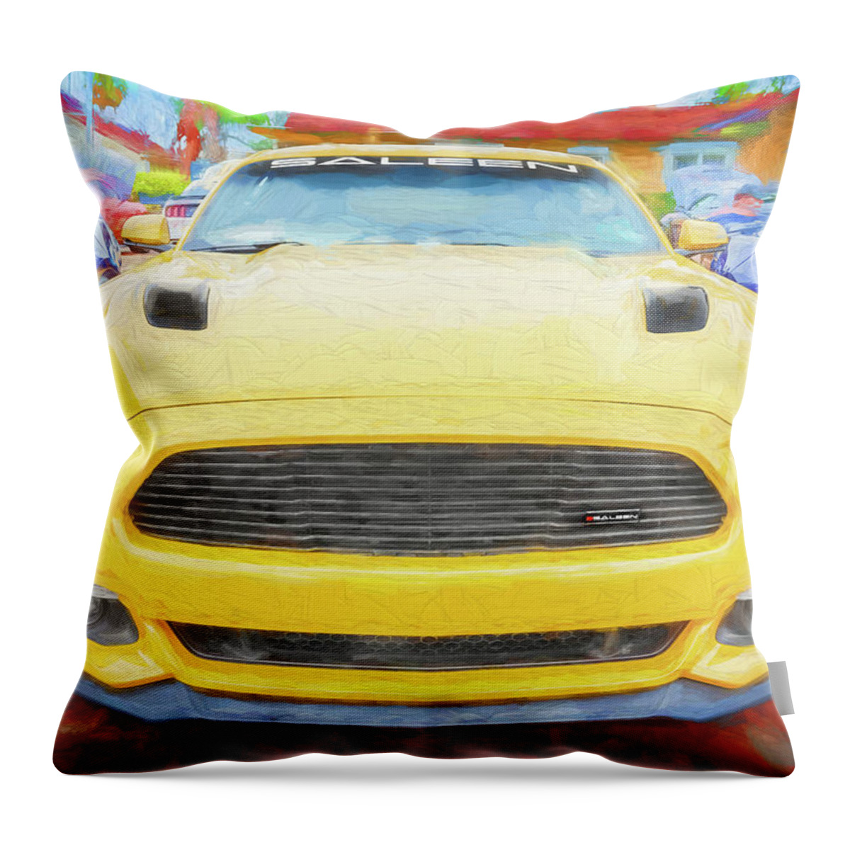 2017 Saleen S302 Yellow Label Mustang Throw Pillow featuring the photograph 2017 Saleen S302 Yellow Label Mustang X267 by Rich Franco