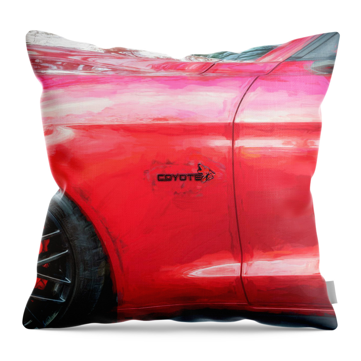 2019 Ruby Red Ford Coyote Mustang Gt 50 Throw Pillow featuring the photograph 2019 Ruby Ford Coyote Mustang GT 50 X124 by Rich Franco