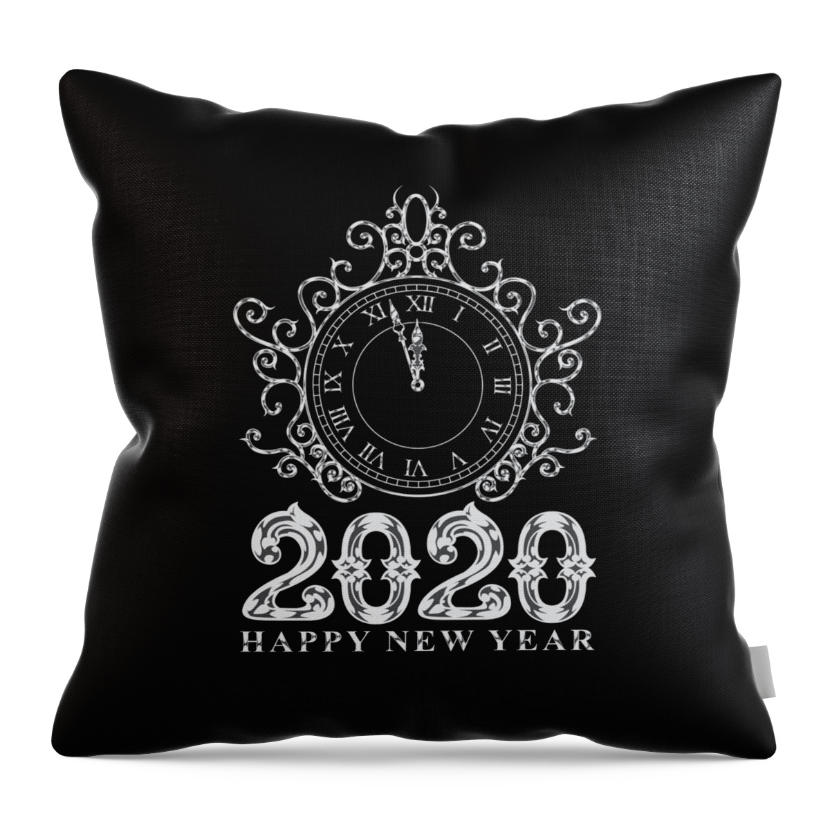Happy New Year Throw Pillow featuring the digital art 2020 Happy New Year Clock is ticking by Mister Tee