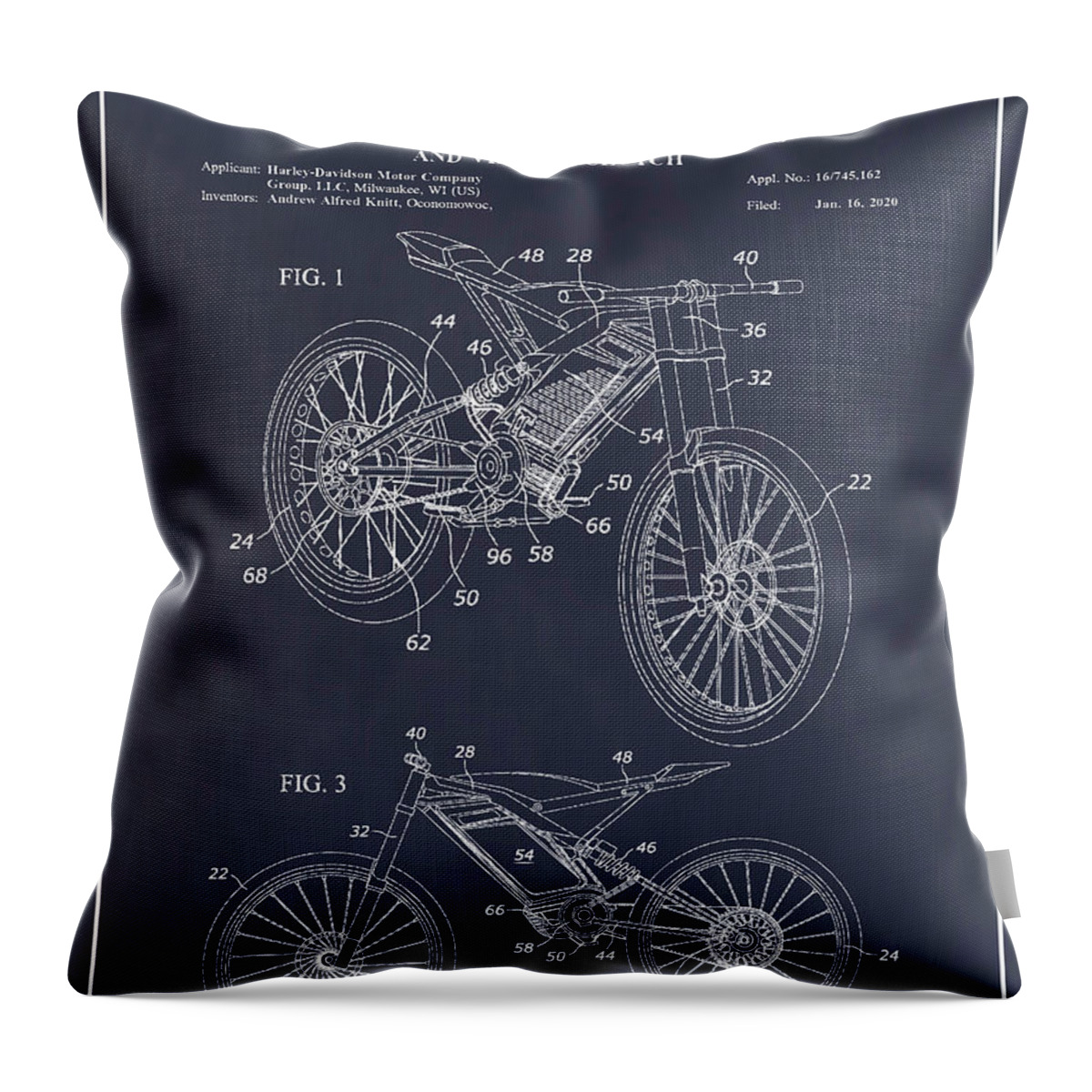 2020 Harley Davidson Electric Motorcycle Patent Print Blackboard Throw Pillow featuring the drawing 2020 Harley Davidson Electric Motorcycle Patent Print Blackboard by Greg Edwards