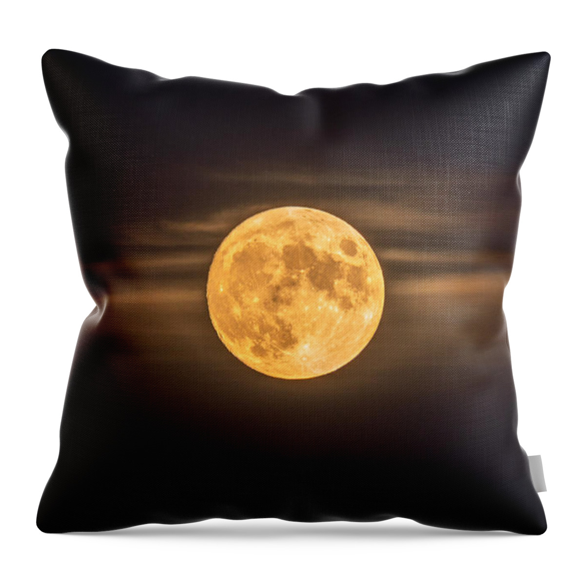 Full Moon Throw Pillow featuring the photograph 2022-10-08 The Moon Nearly Full by Toby Large