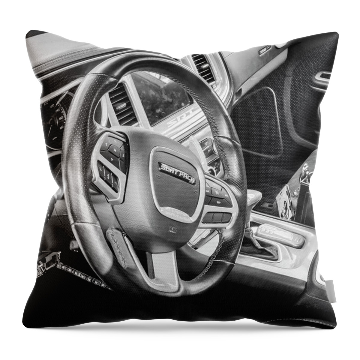 The 2022 Go Mango Orange Dodge Charger Scat Pack Srt 392 Throw Pillow featuring the photograph 2022 Go Mango Orange Dodge Charger Scat Pack SRT 392 X103 by Rich Franco