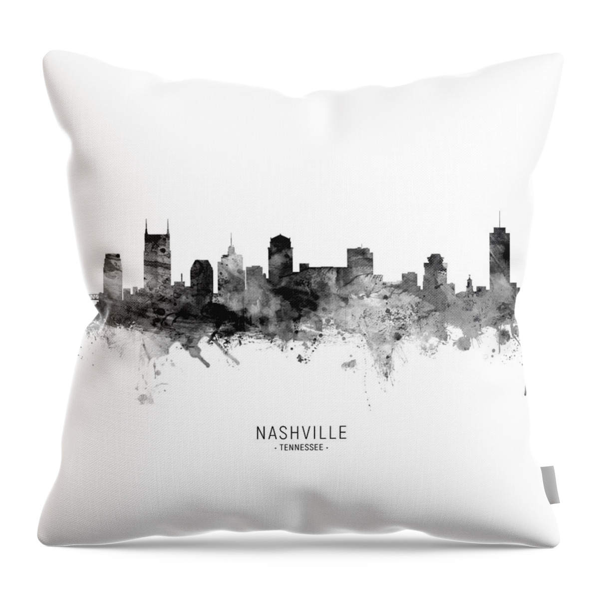 Nashville Throw Pillow featuring the digital art Nashville Tennessee Skyline #21 by Michael Tompsett