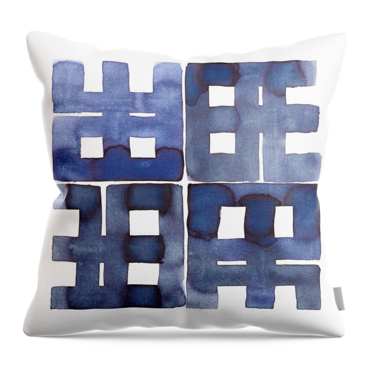 Blue And White Throw Pillow featuring the painting 0030-Eastbound by Anke Classen