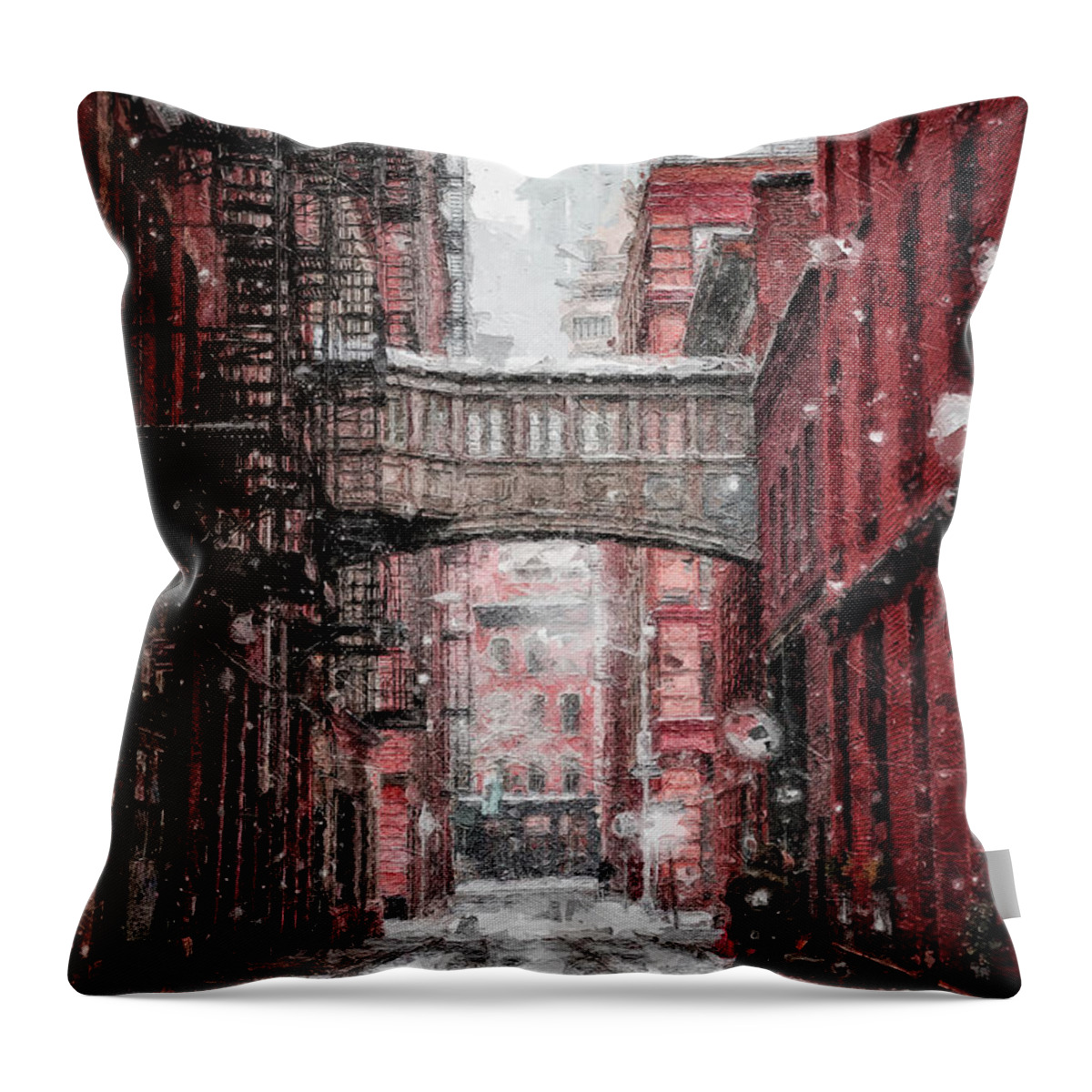 Building Throw Pillow featuring the digital art Winter Story #228 by TintoDesigns