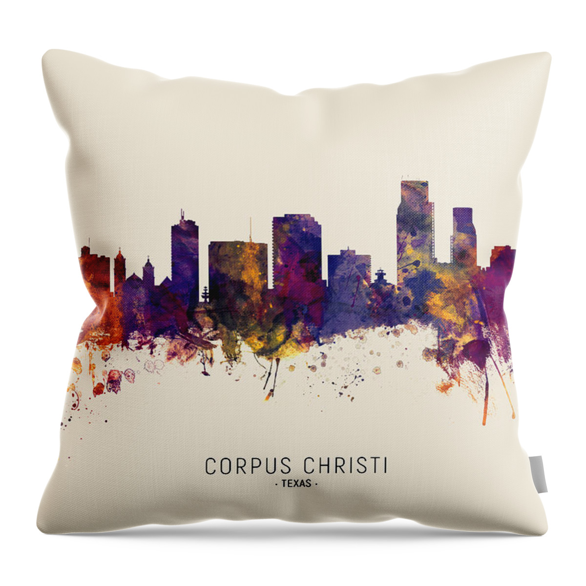 Corpus Christi Throw Pillow featuring the digital art Corpus Christi Texas Skyline #23 by Michael Tompsett