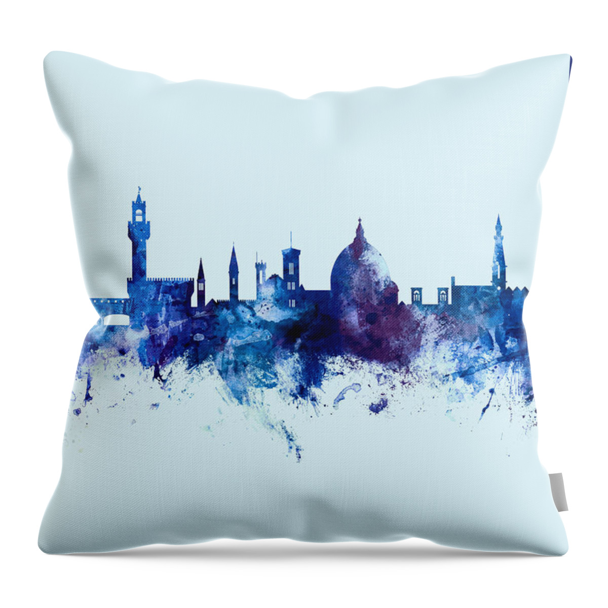 Florence Throw Pillow featuring the digital art Florence Italy Skyline #23 by Michael Tompsett