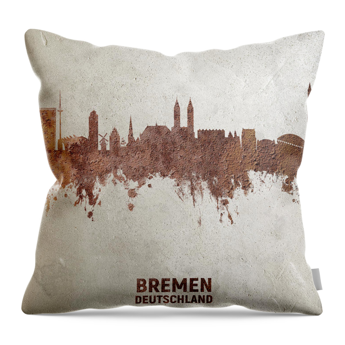 Bremen Throw Pillow featuring the digital art Bremen Germany Skyline #24 by Michael Tompsett