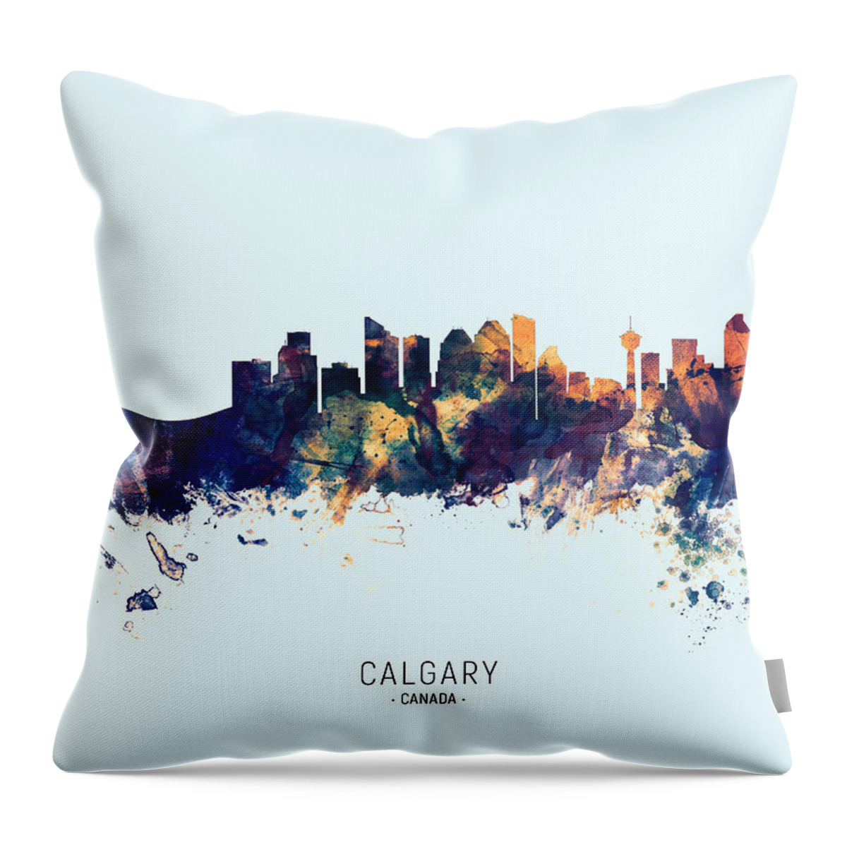 Calgary Throw Pillow featuring the digital art Calgary Canada Skyline #24 by Michael Tompsett