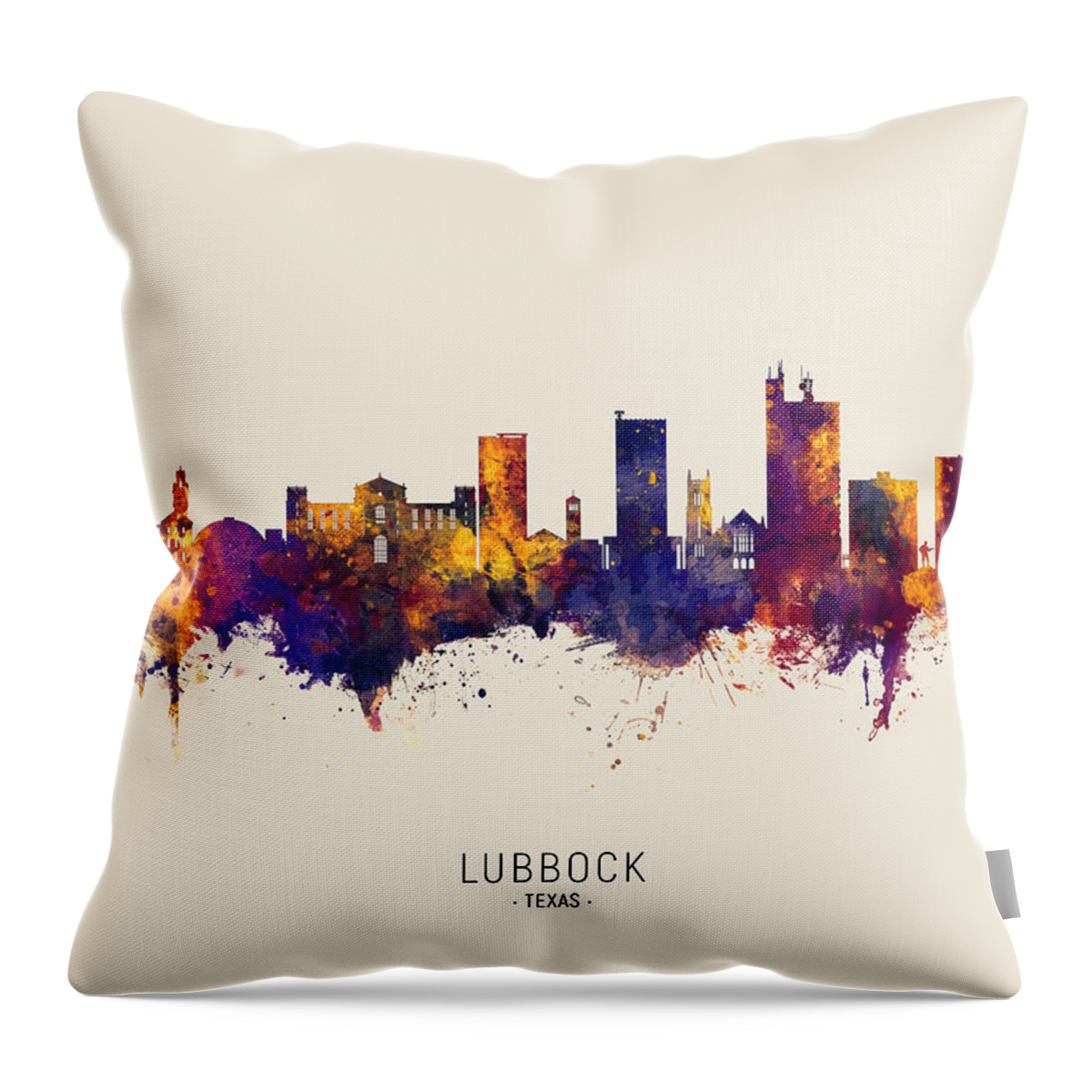 Lubbock Throw Pillow featuring the digital art Lubbock Texas Skyline #24 by Michael Tompsett