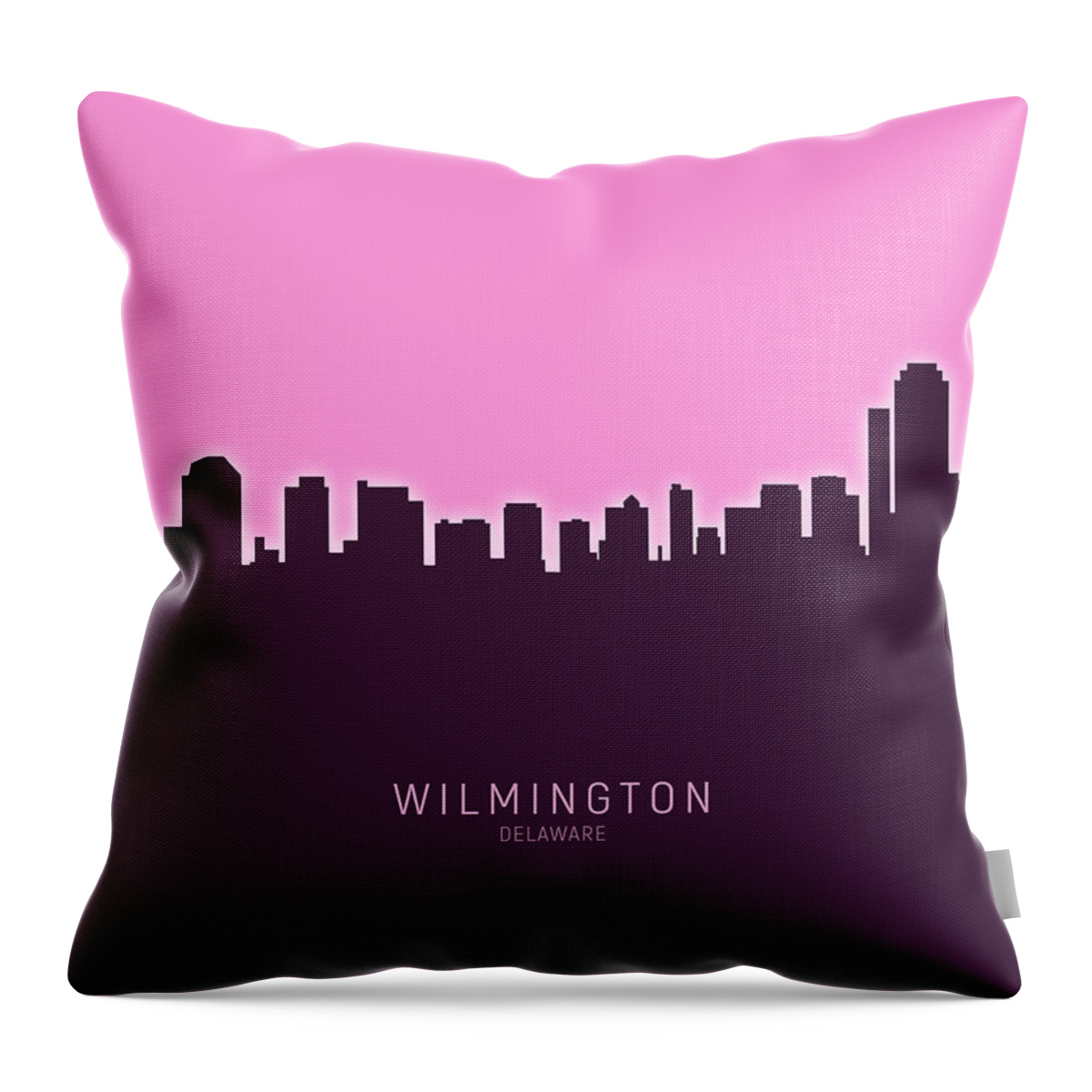Wilmington Throw Pillow featuring the digital art Wilmington Delaware Skyline #24 by Michael Tompsett