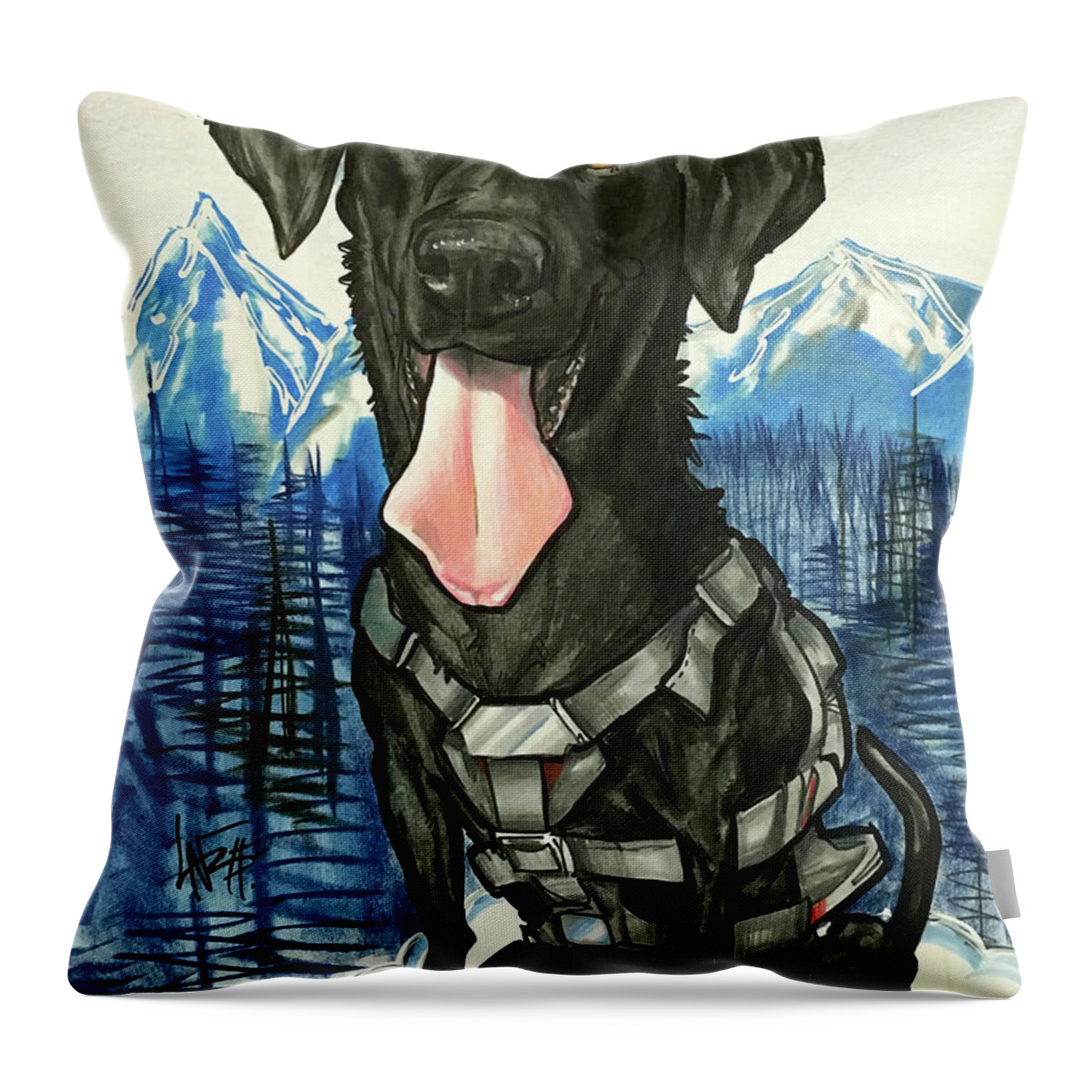 2400 Throw Pillow featuring the drawing 2400 Spinney by John LaFree