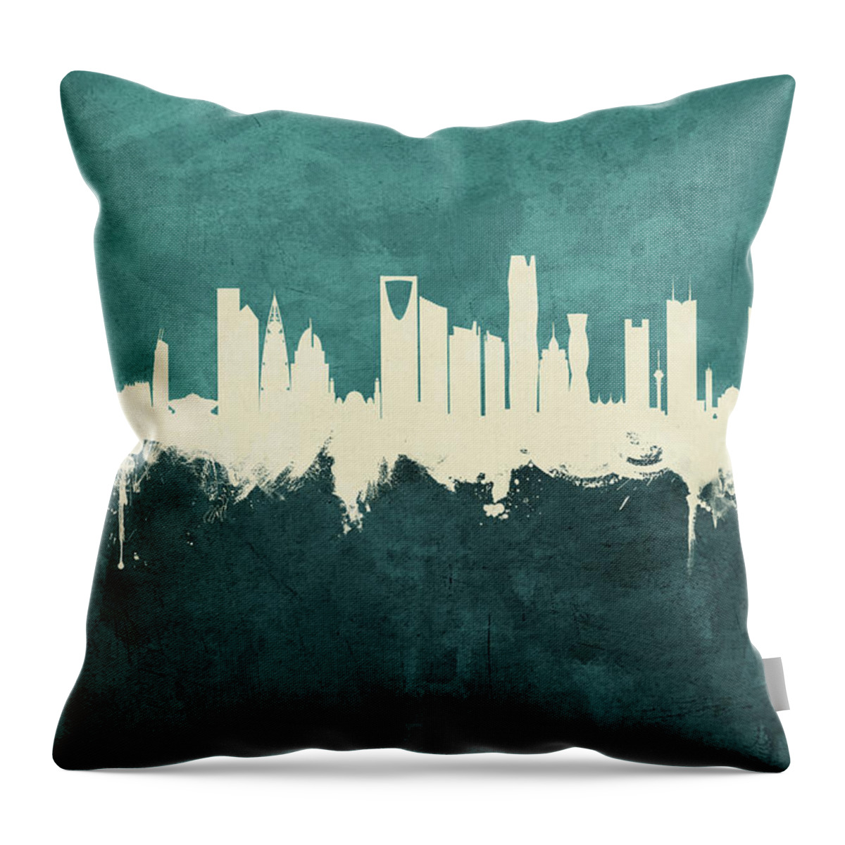Riyadh Throw Pillow featuring the digital art Riyadh Saudi Arabia Skyline #25 by Michael Tompsett