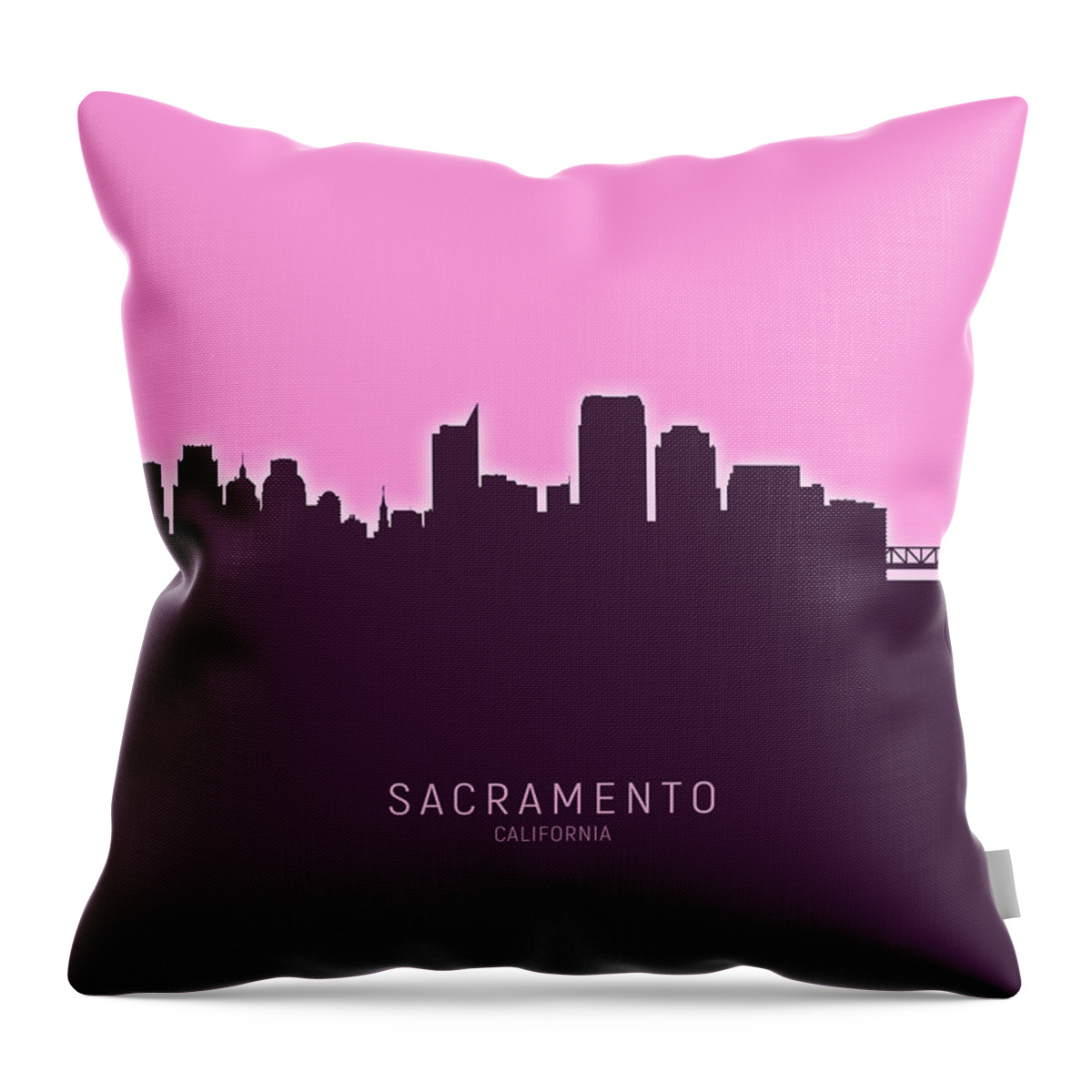 Sacramento Throw Pillow featuring the digital art Sacramento California Skyline #25 by Michael Tompsett