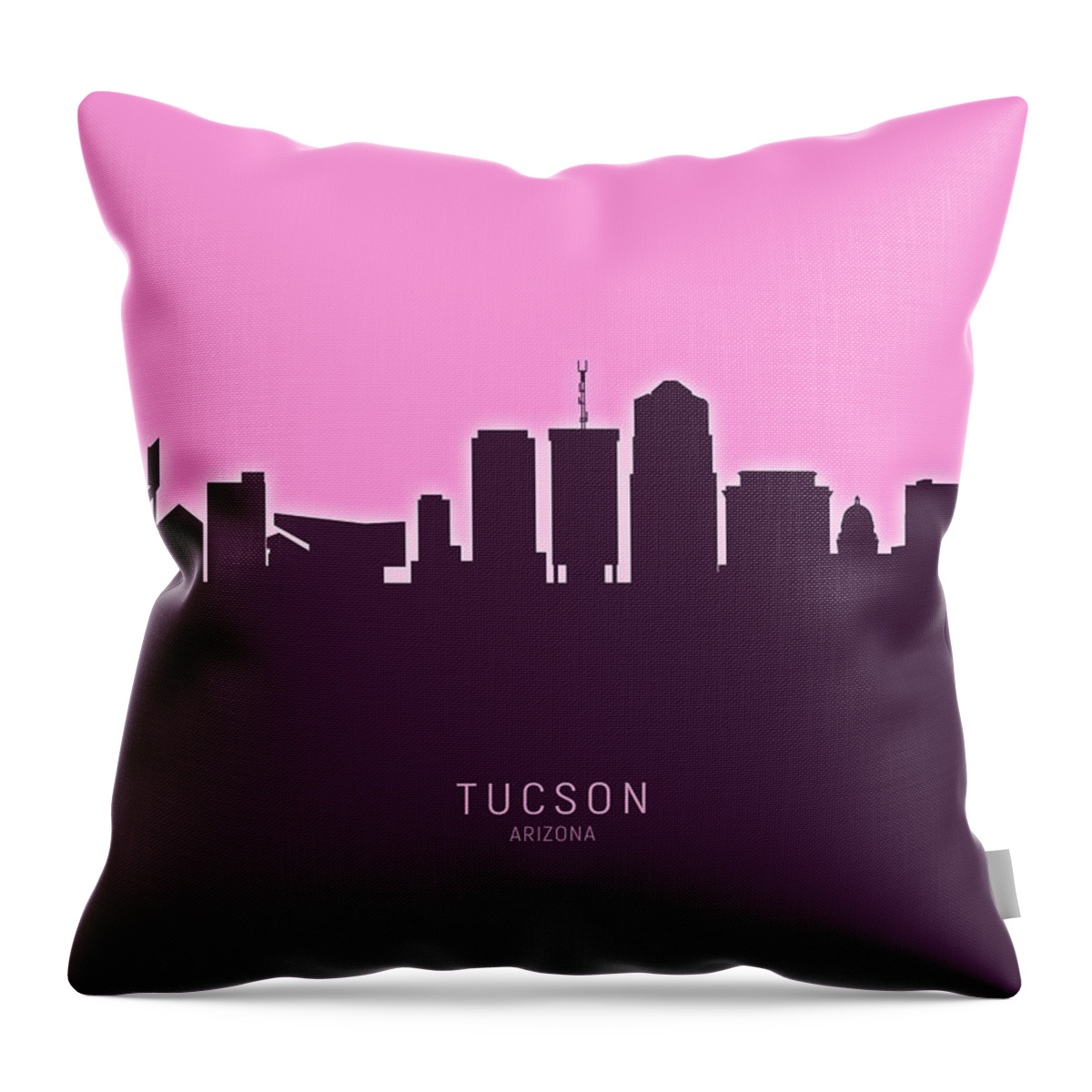 Tucson Throw Pillow featuring the digital art Tucson Arizona Skyline #25 by Michael Tompsett