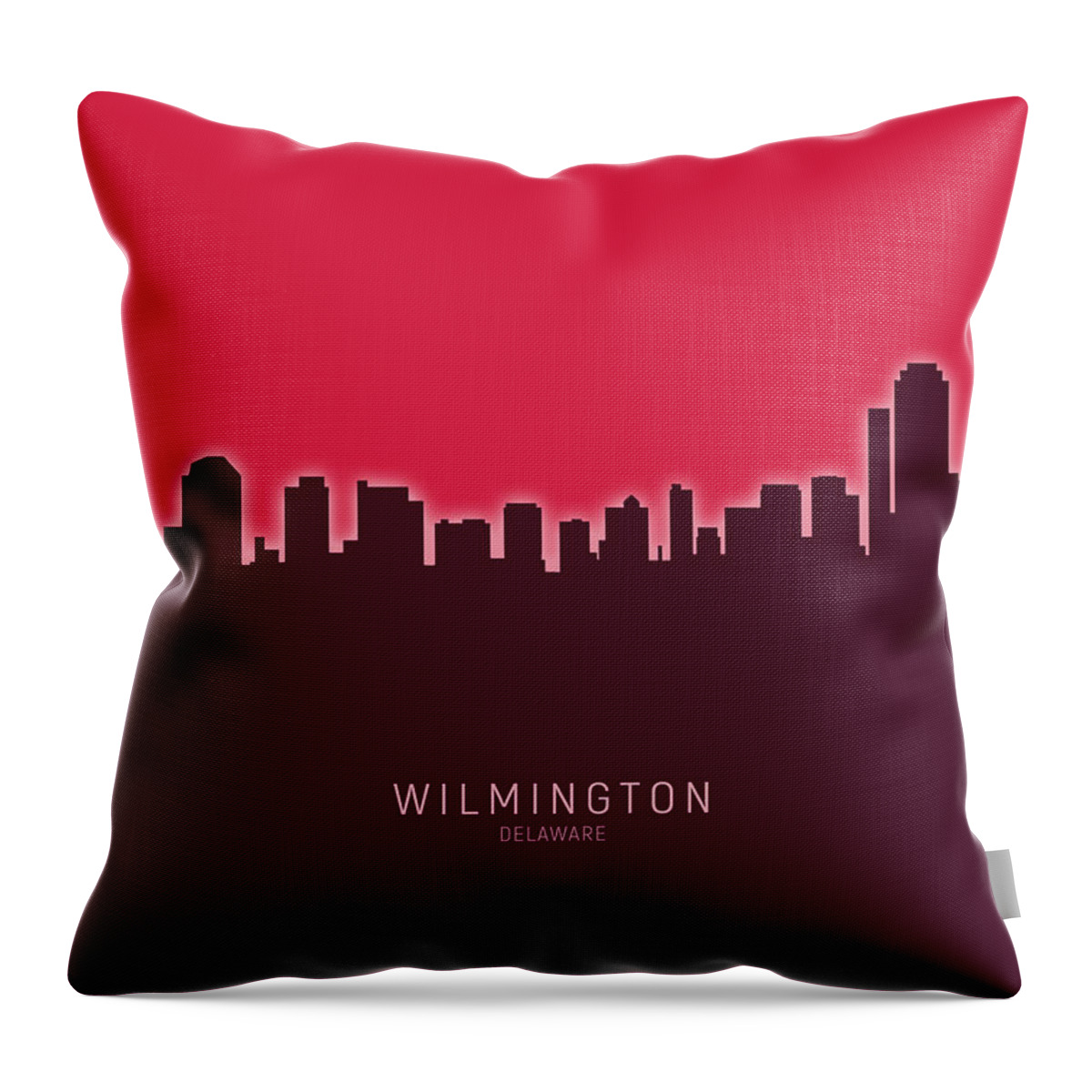 Wilmington Throw Pillow featuring the digital art Wilmington Delaware Skyline #25 by Michael Tompsett
