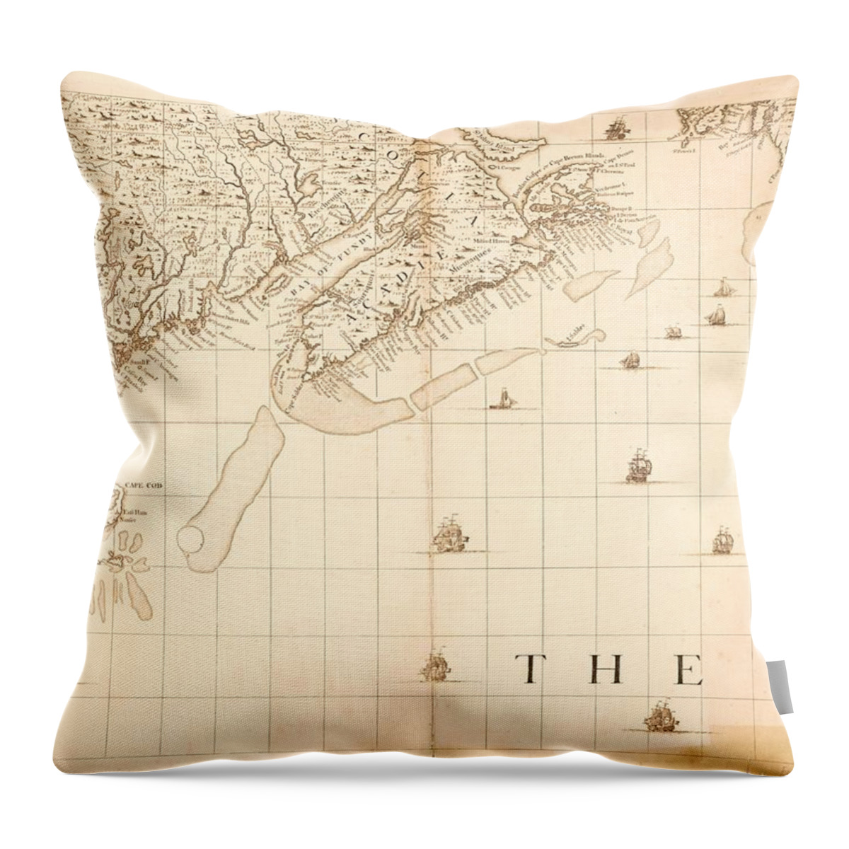 Map Throw Pillow featuring the painting A map of the British Empire in America with the French and Spanish settlements adjacent thereto LOC #26 by MotionAge Designs
