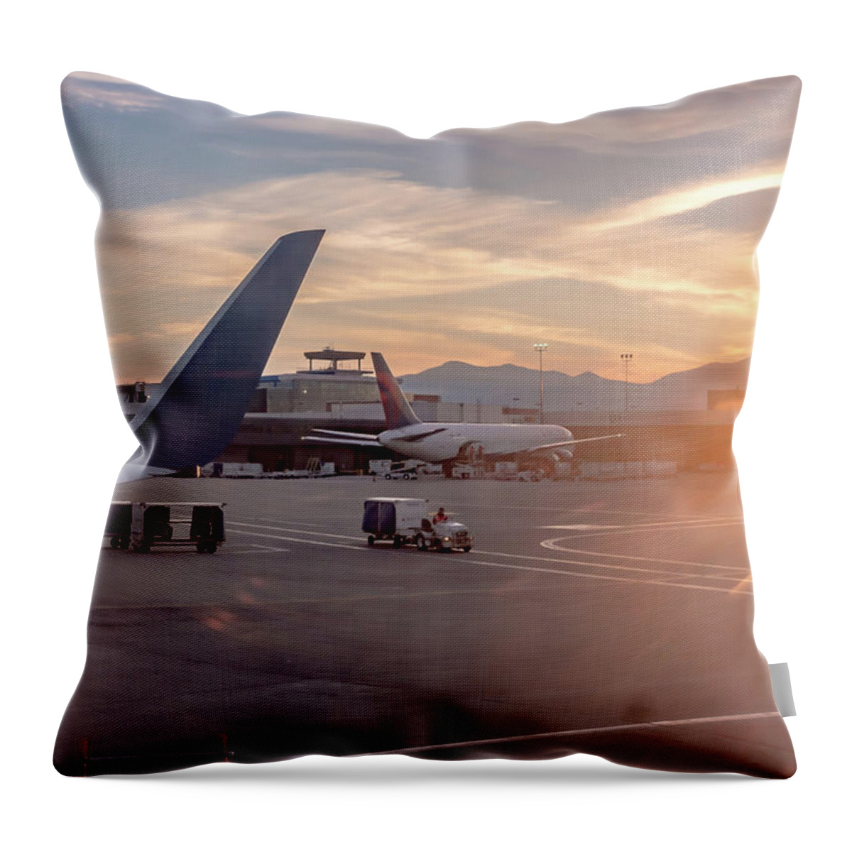 Flying Throw Pillow featuring the photograph Flying Over Rockies In Airplane From Salt Lake City At Sunset #26 by Alex Grichenko