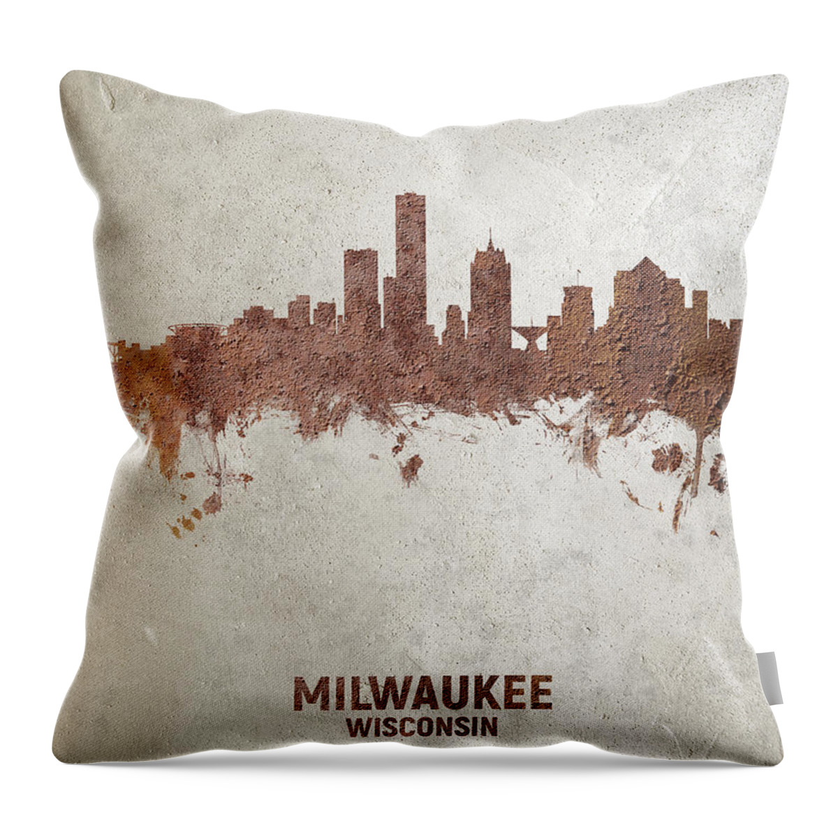 Milwaukee Throw Pillow featuring the digital art Milwaukee Wisconsin Skyline #26 by Michael Tompsett