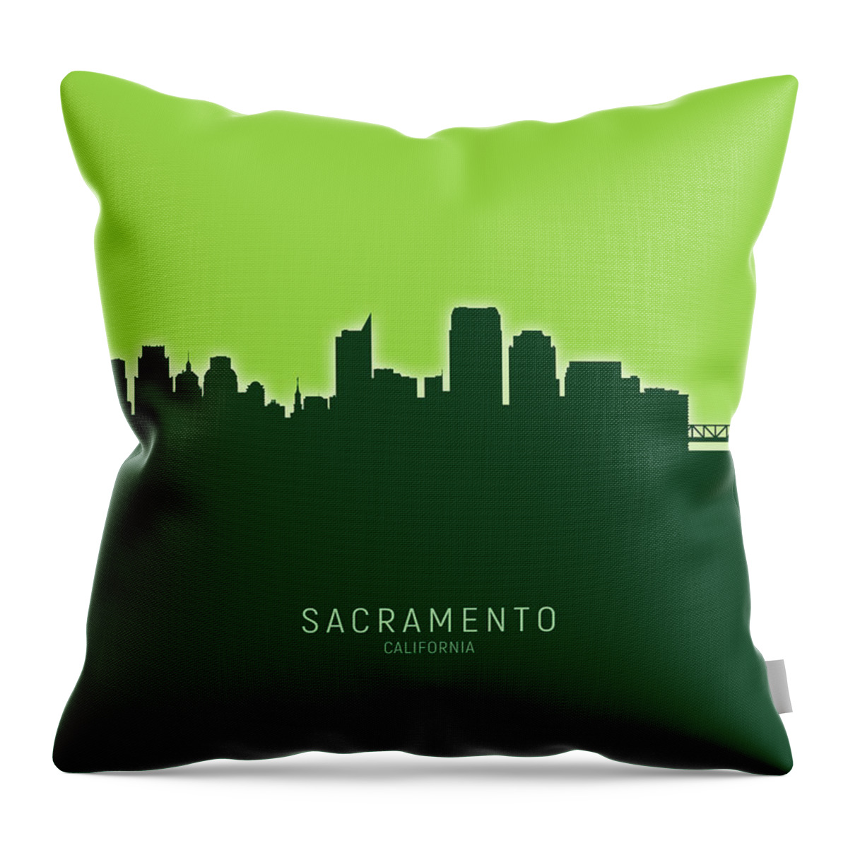 Sacramento Throw Pillow featuring the digital art Sacramento California Skyline #26 by Michael Tompsett