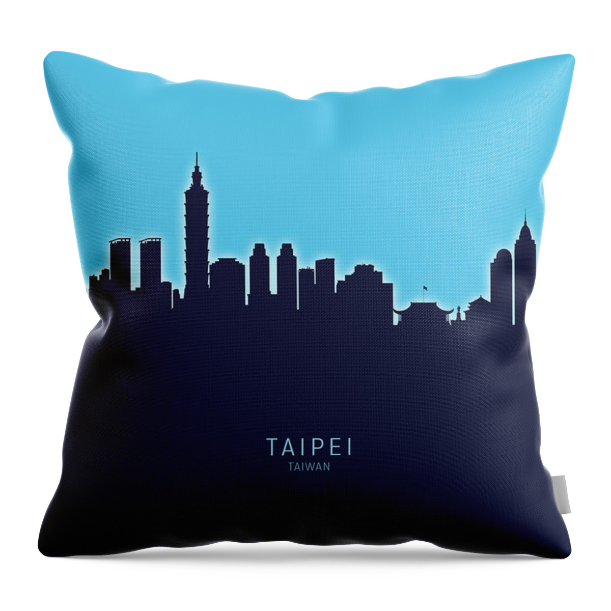 Taipei Throw Pillow featuring the digital art Taipei Taiwan Skyline #26 by Michael Tompsett