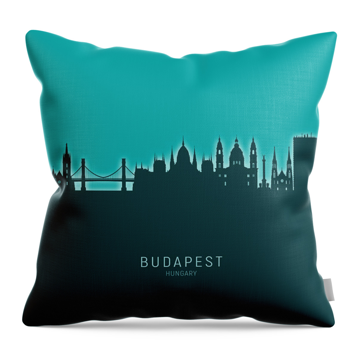 Budapest Throw Pillow featuring the digital art Budapest Hungary Skyline #27 by Michael Tompsett