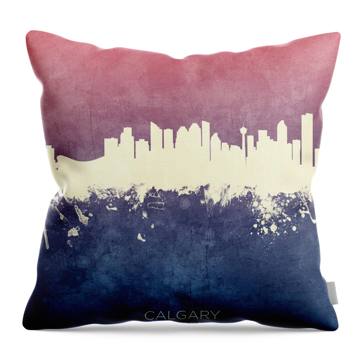 Calgary Throw Pillow featuring the digital art Calgary Canada Skyline #27 by Michael Tompsett