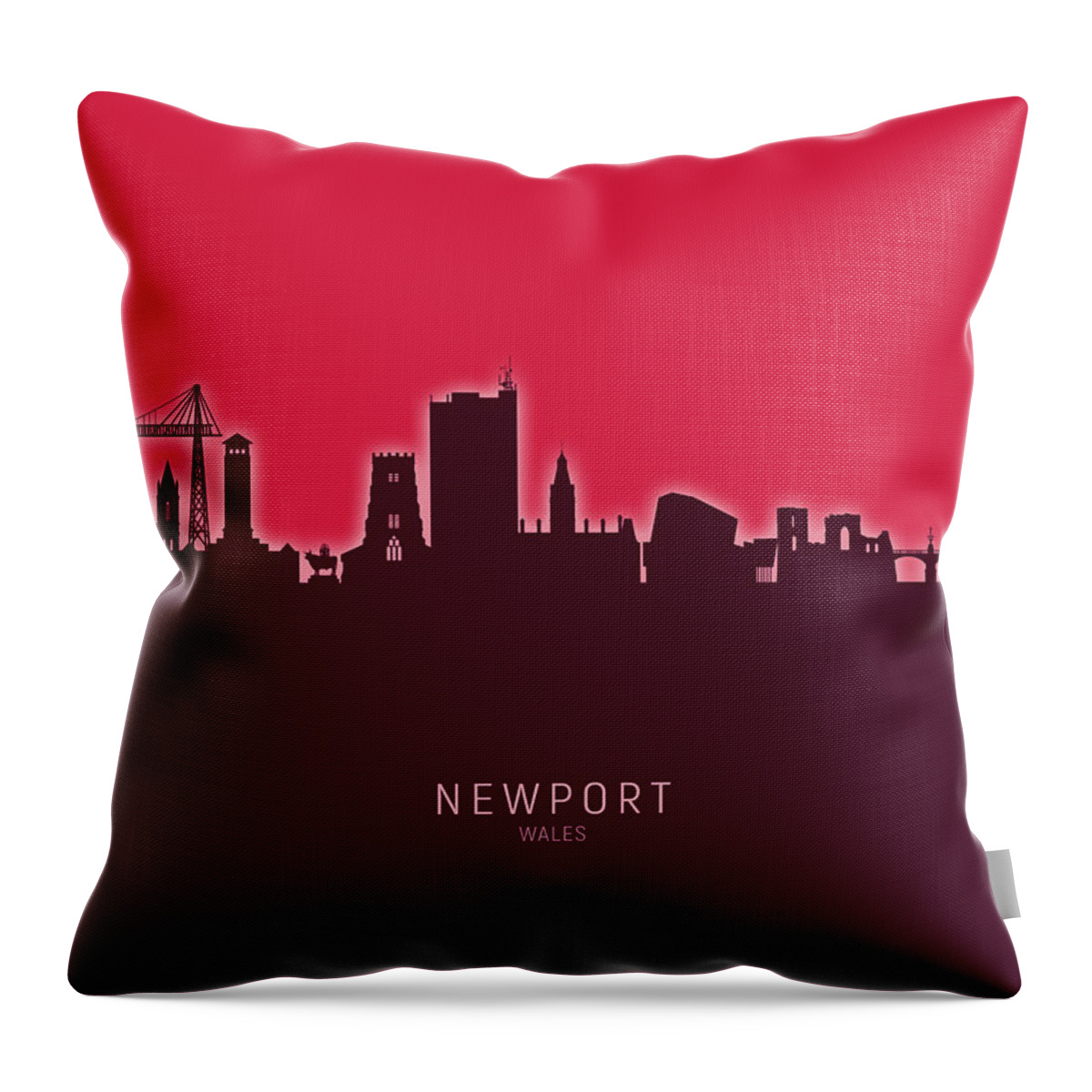 Newport Throw Pillow featuring the digital art Newport Wales Skyline #27 by Michael Tompsett