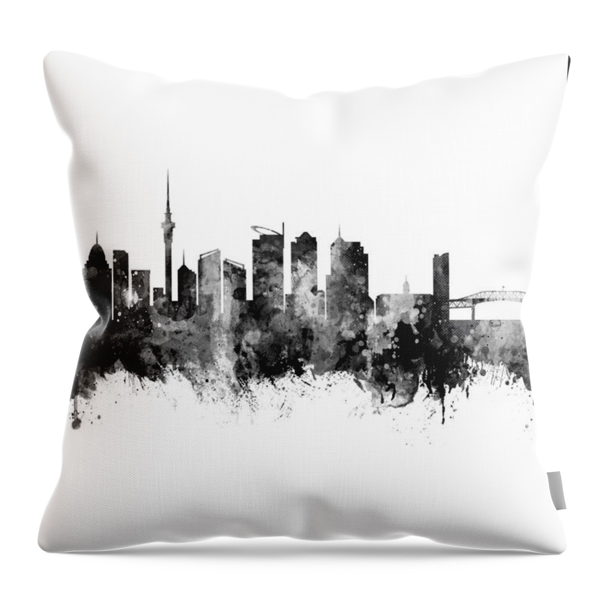 Auckland Throw Pillow featuring the digital art Auckland New Zealand Skyline #28 by Michael Tompsett