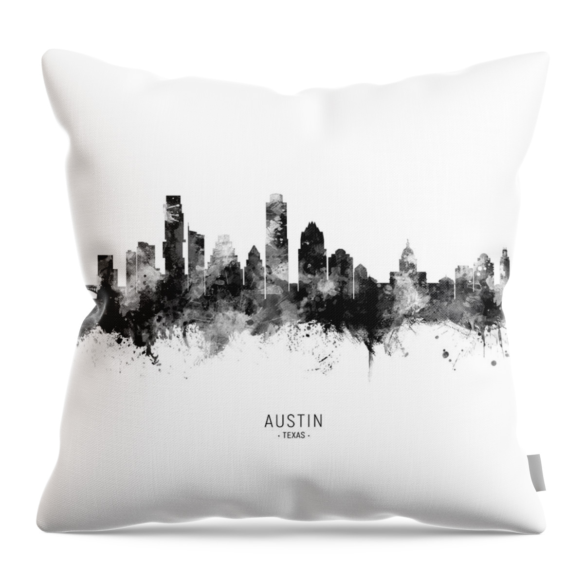 Austin Throw Pillow featuring the digital art Austin Texas Skyline #28 by Michael Tompsett