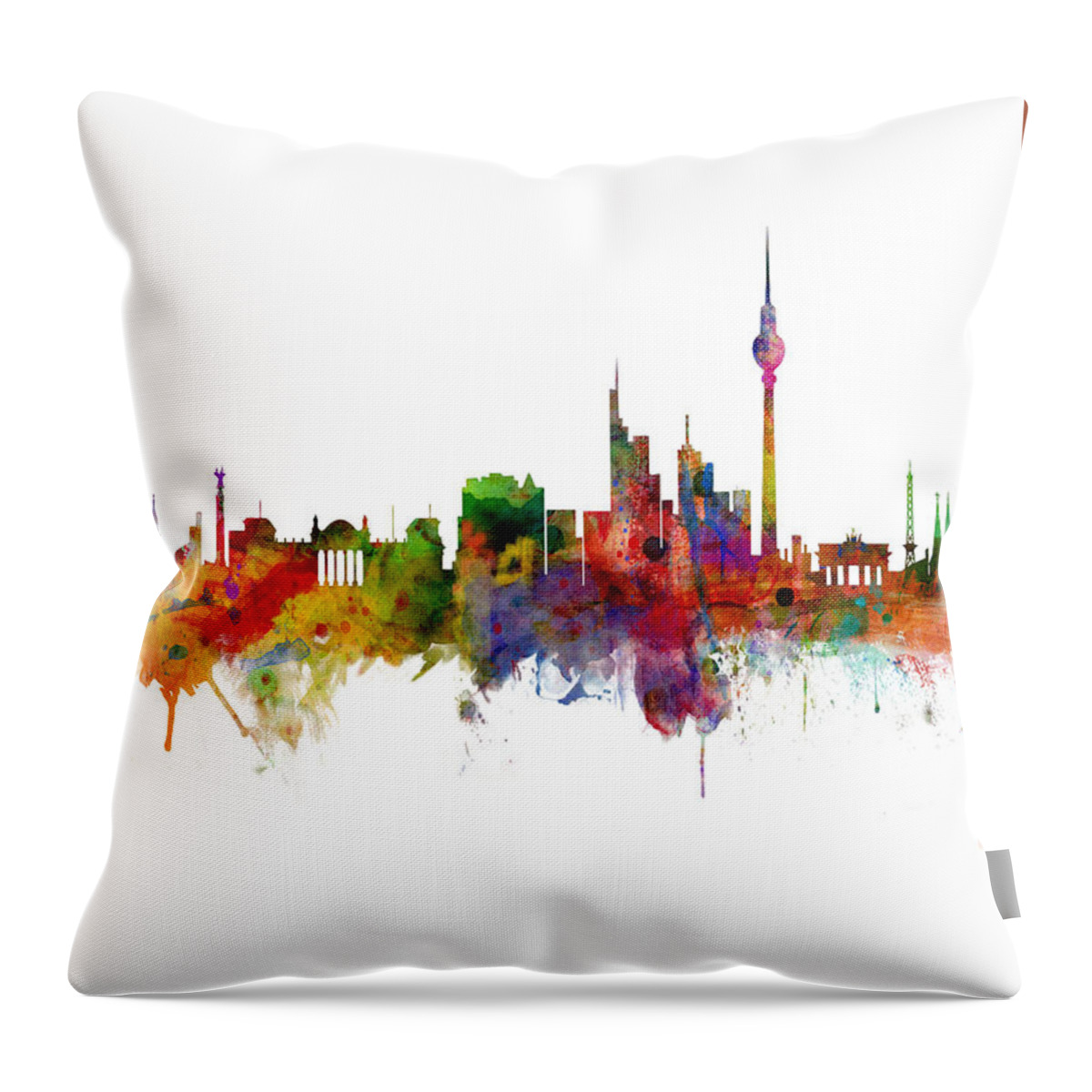 Berlin Throw Pillow featuring the digital art Berlin Germany Skyline #28 by Michael Tompsett