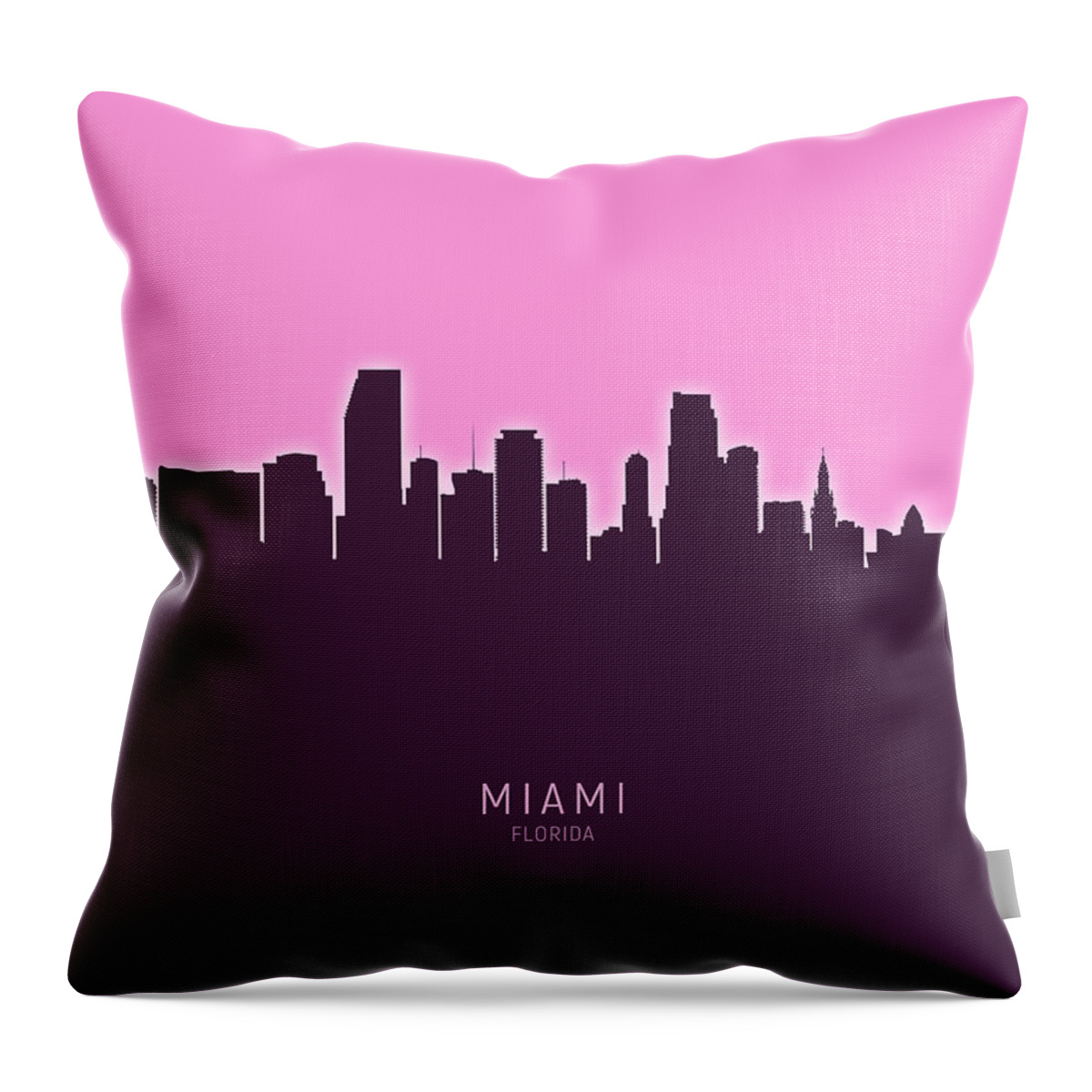 Miami Throw Pillow featuring the digital art Miami Florida Skyline #28 by Michael Tompsett