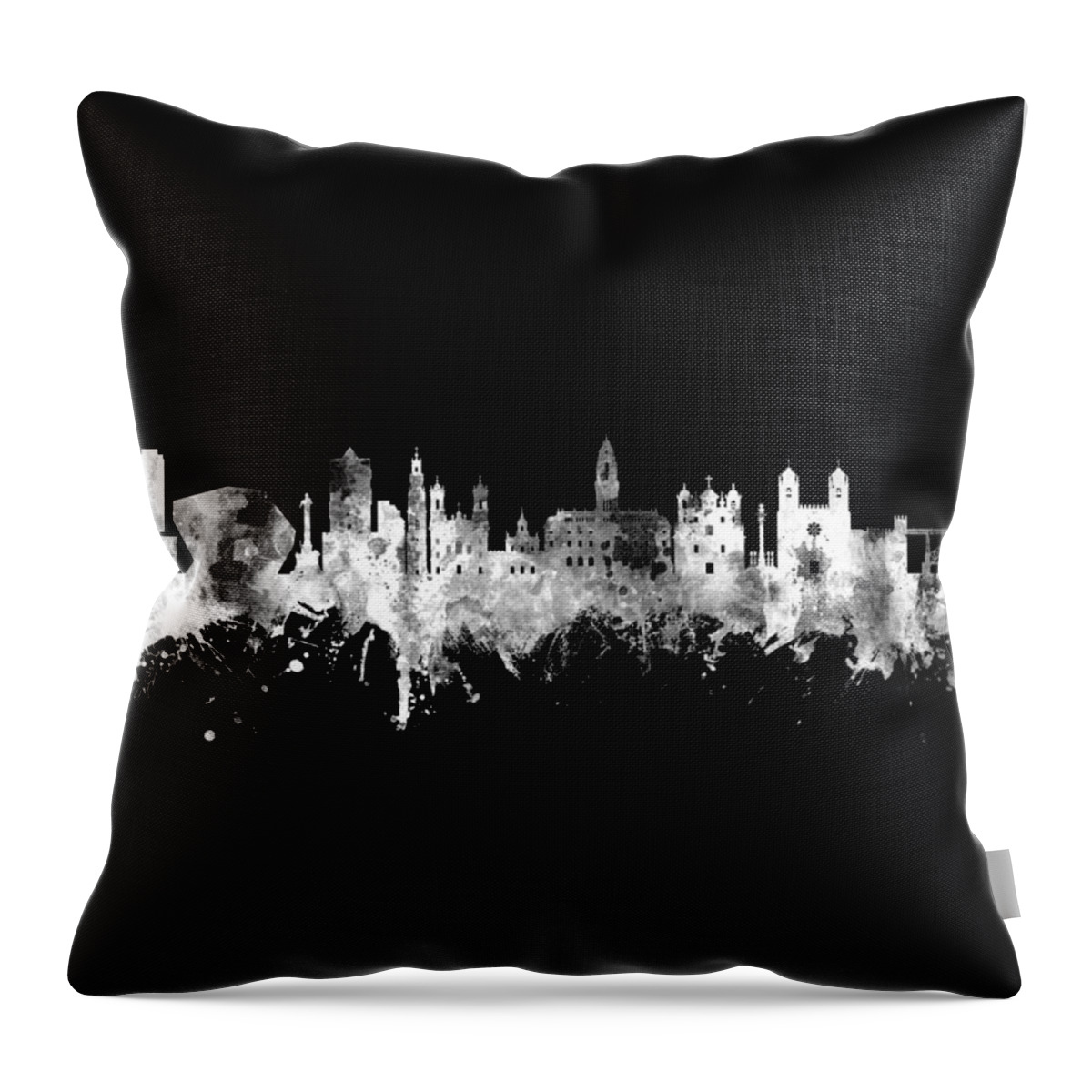 Porto Throw Pillow featuring the digital art Porto Portugal Skyline #28 by Michael Tompsett