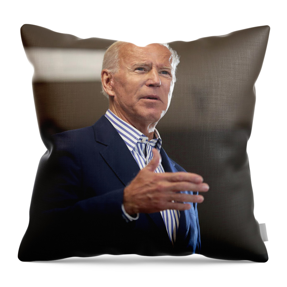 Portrait Of President Joe Biden By Gage Skidmore Throw Pillow featuring the digital art Portrait of President Joe Biden by Gage Skidmore #28 by Celestial Images