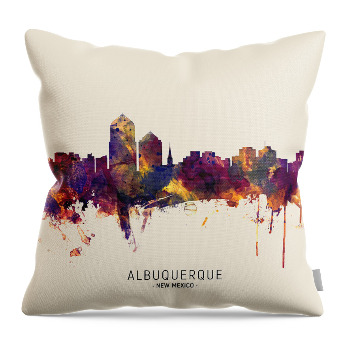 Albuquerque Throw Pillow featuring the digital art Albuquerque New Mexico Skyline #29 by Michael Tompsett