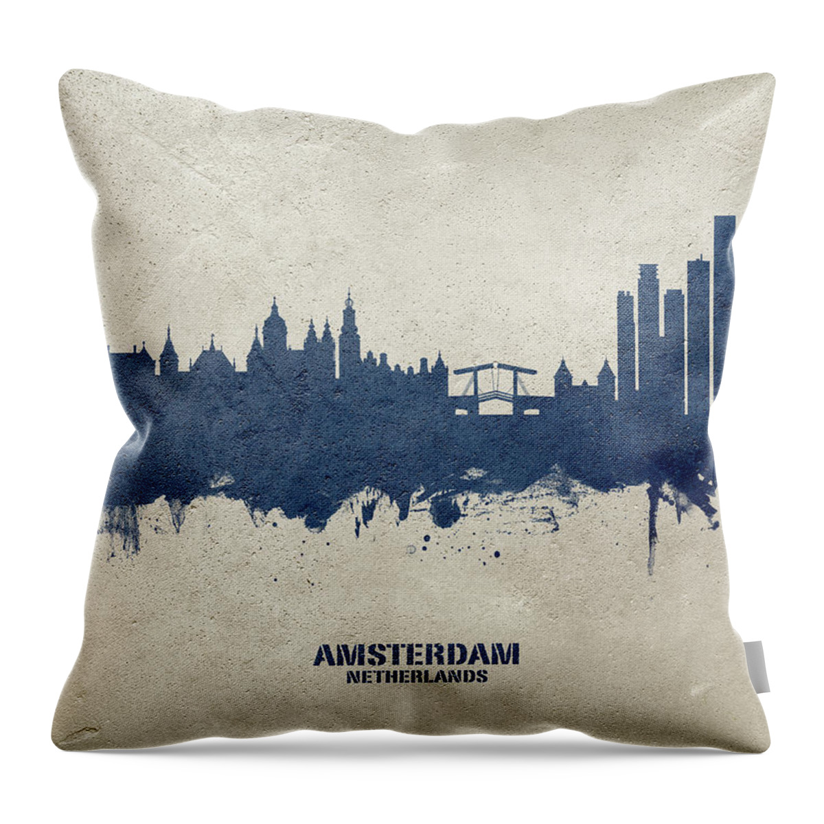 Amsterdam Throw Pillow featuring the digital art Amsterdam The Netherlands Skyline #29 by Michael Tompsett