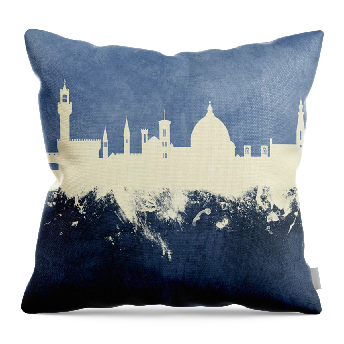 Florence Throw Pillow featuring the digital art Florence Italy Skyline #29 by Michael Tompsett
