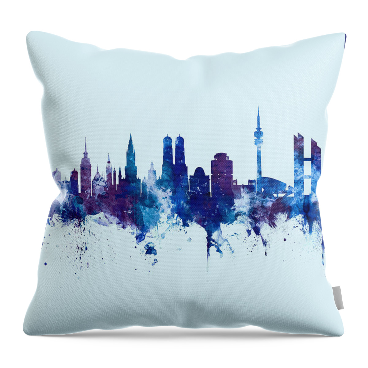 Munich Throw Pillow featuring the digital art Munich Germany Skyline #29 by Michael Tompsett
