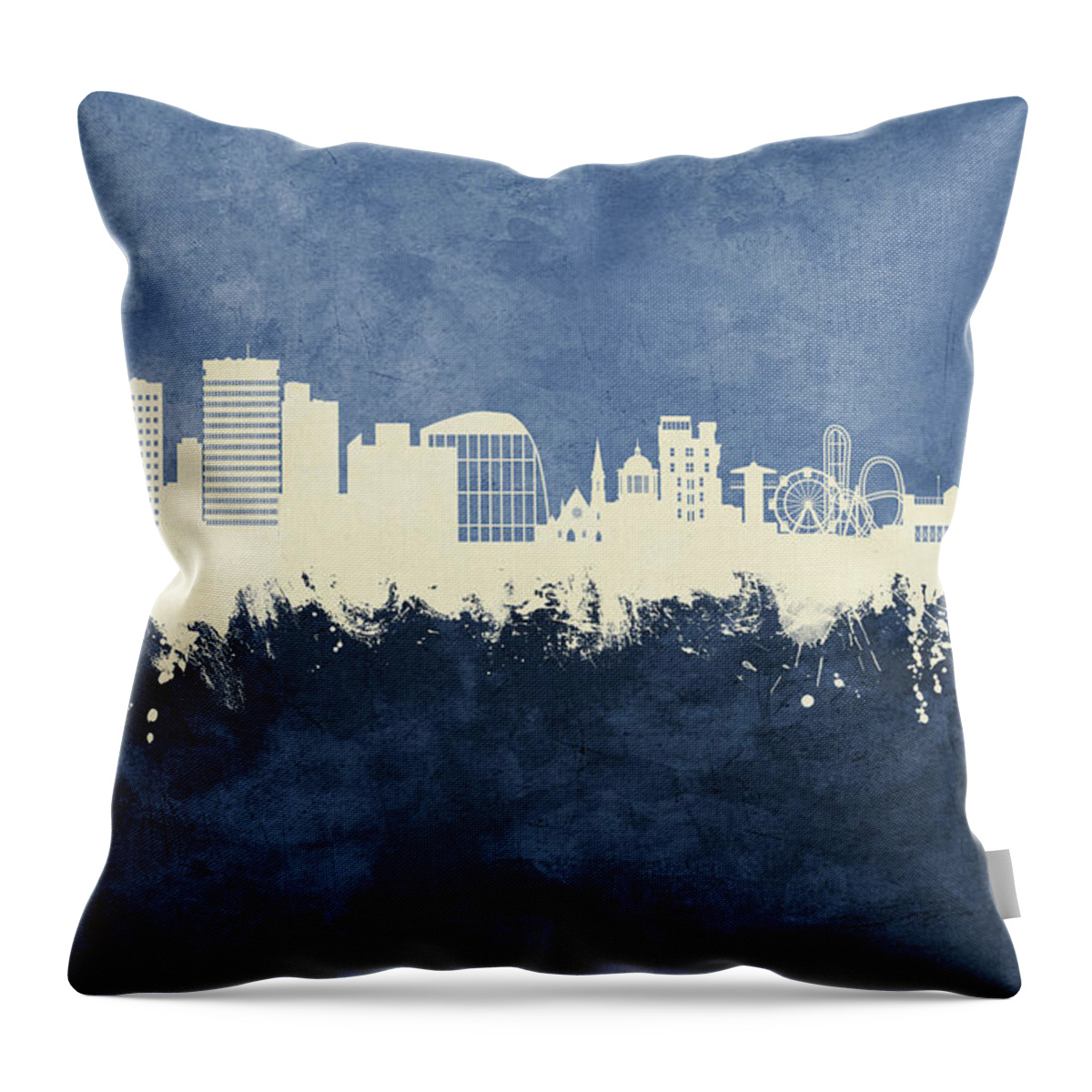 Southend-on-sea Throw Pillow featuring the digital art Southend-on-Sea England Skyline #29 by Michael Tompsett