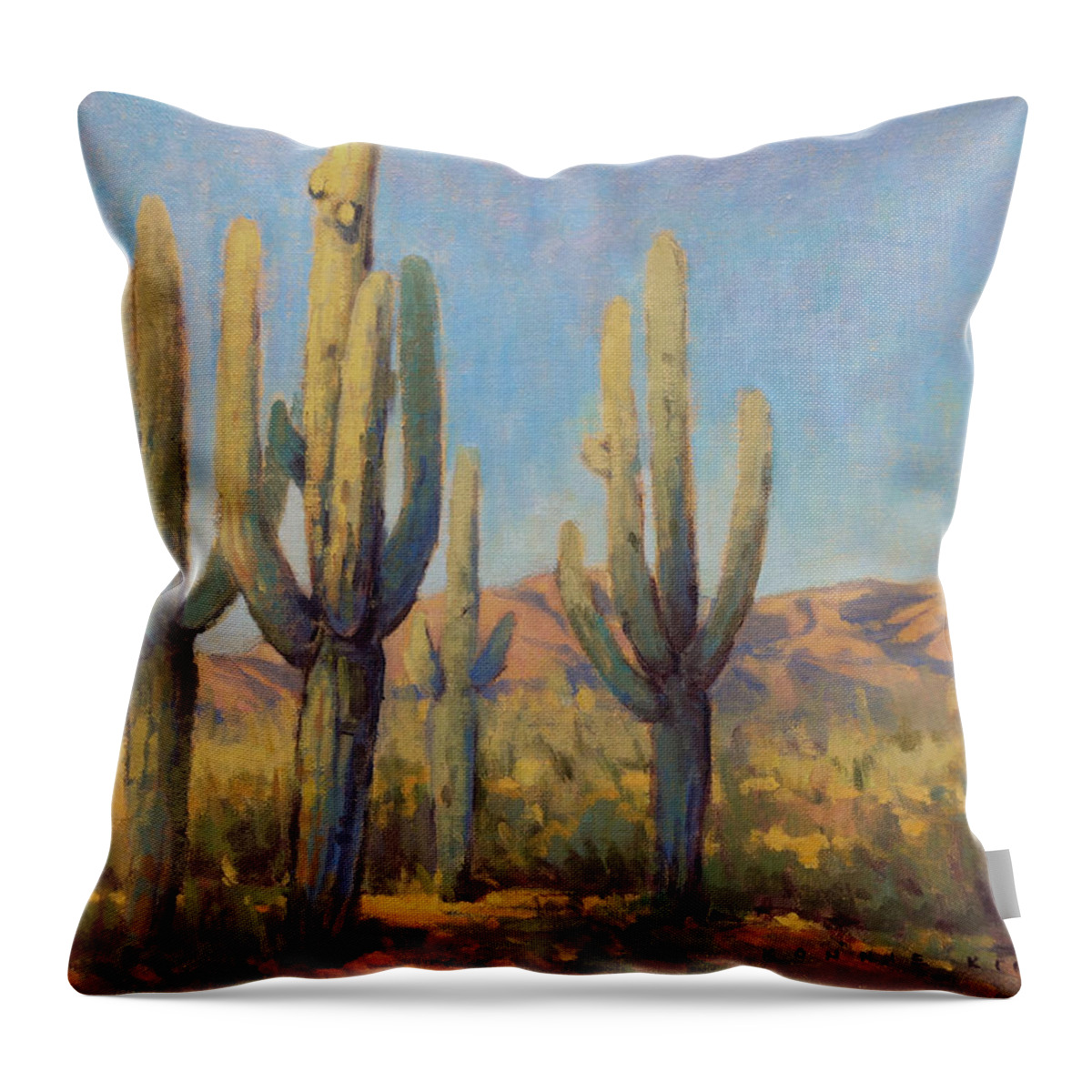 Southwest Throw Pillow featuring the painting The Guardians by Konnie Kim